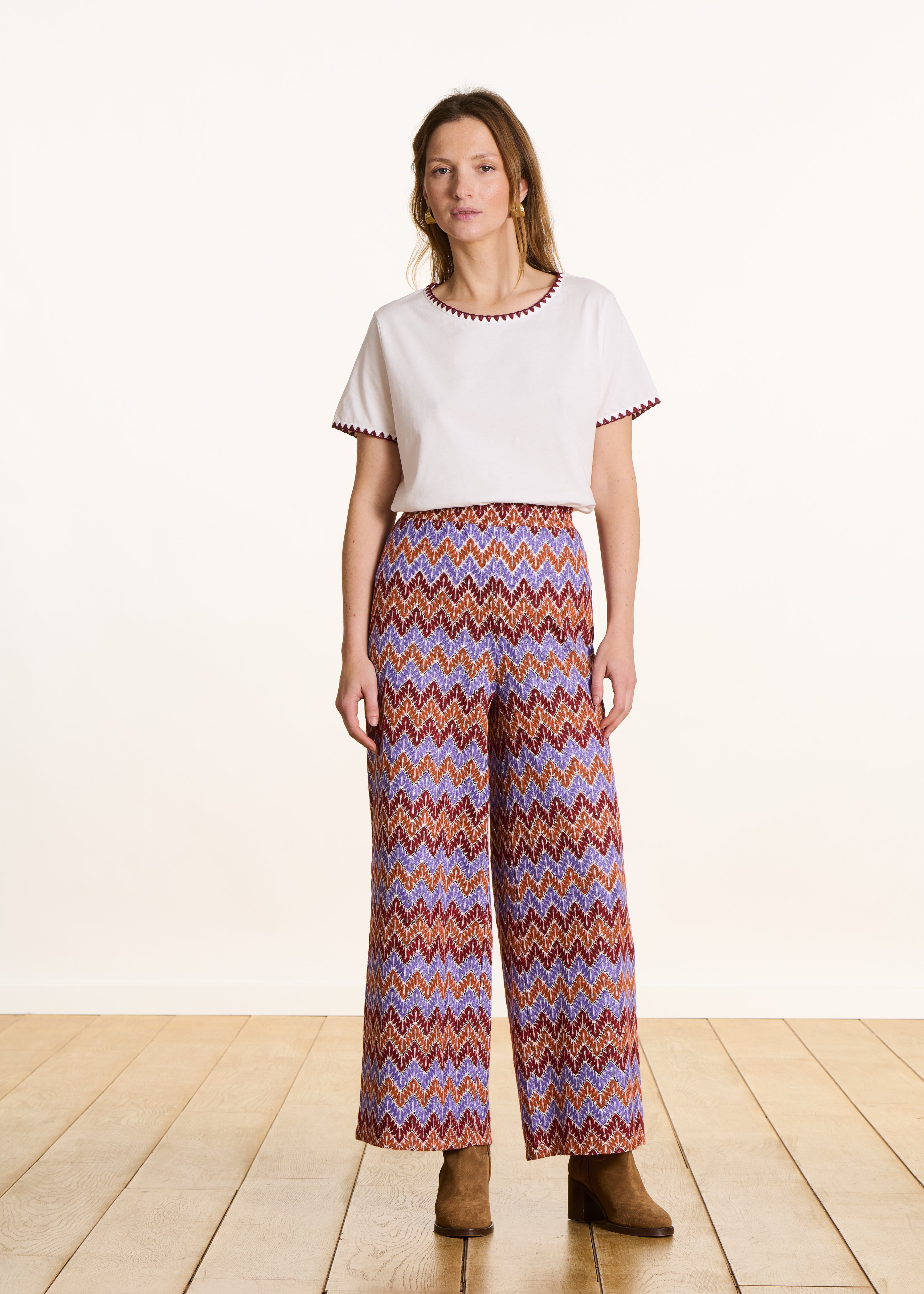 Ecru short-sleeved T-shirt in organic cotton