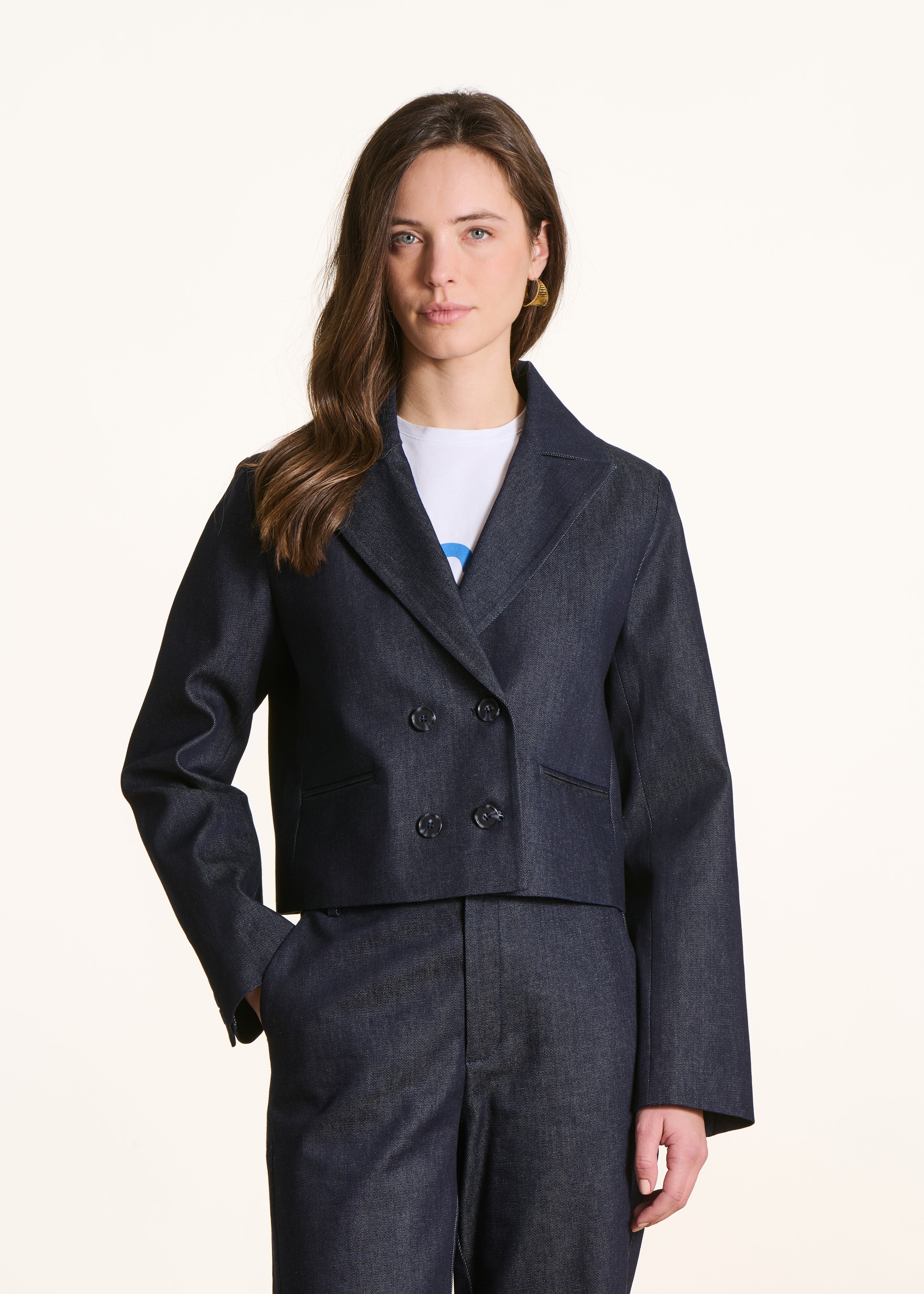 Raw denim cropped jacket