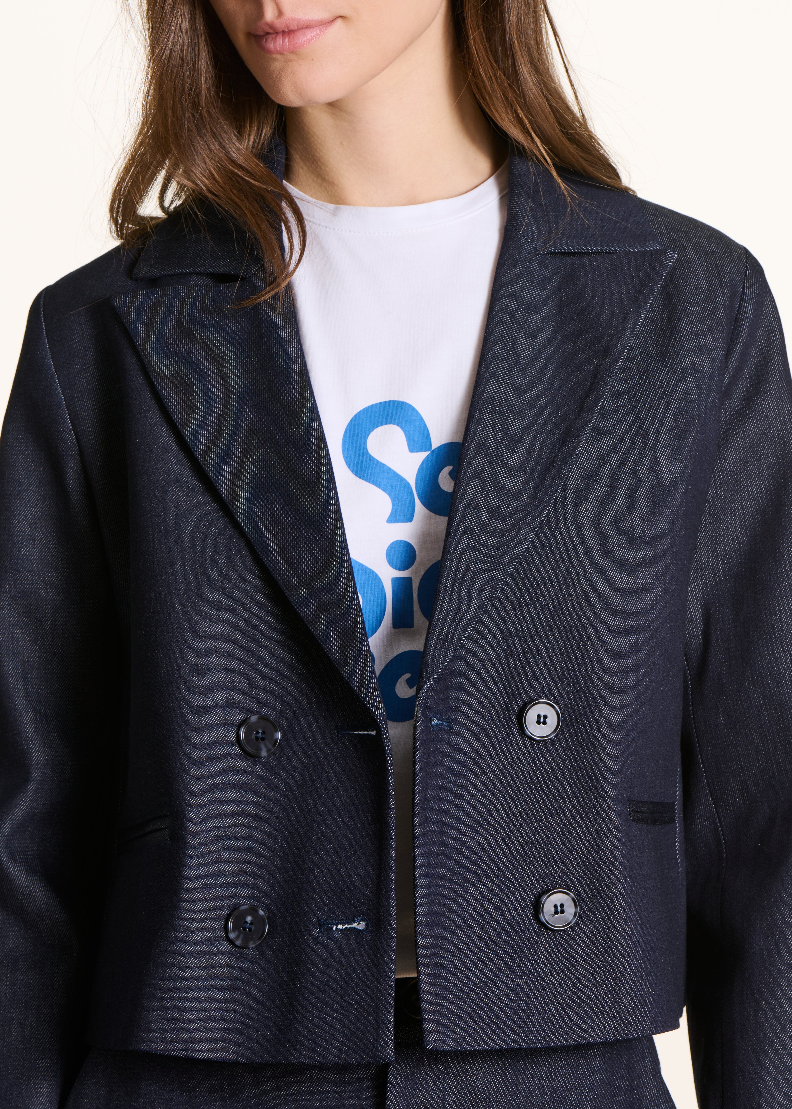 Raw denim cropped jacket