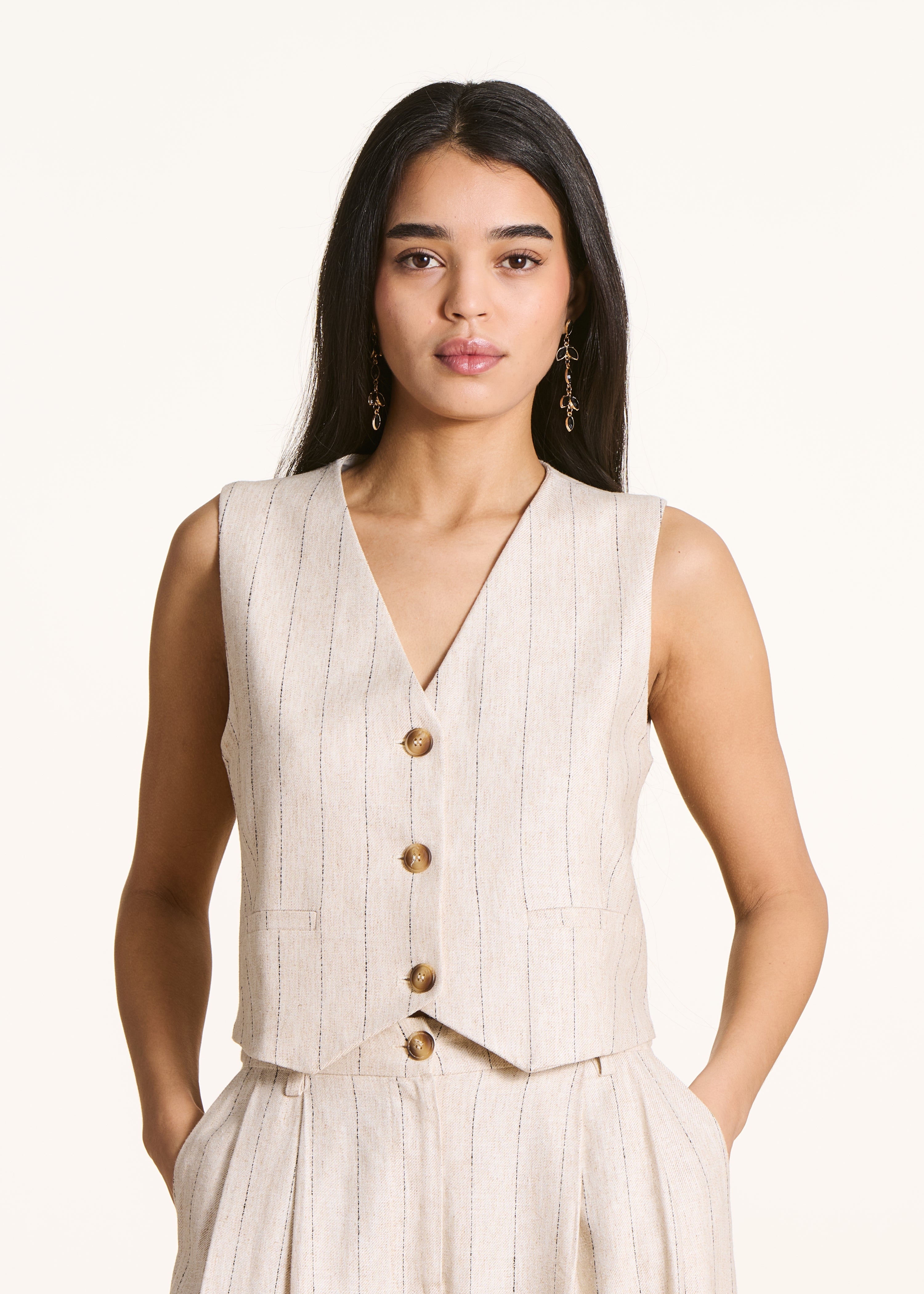 Giacca beige a righe