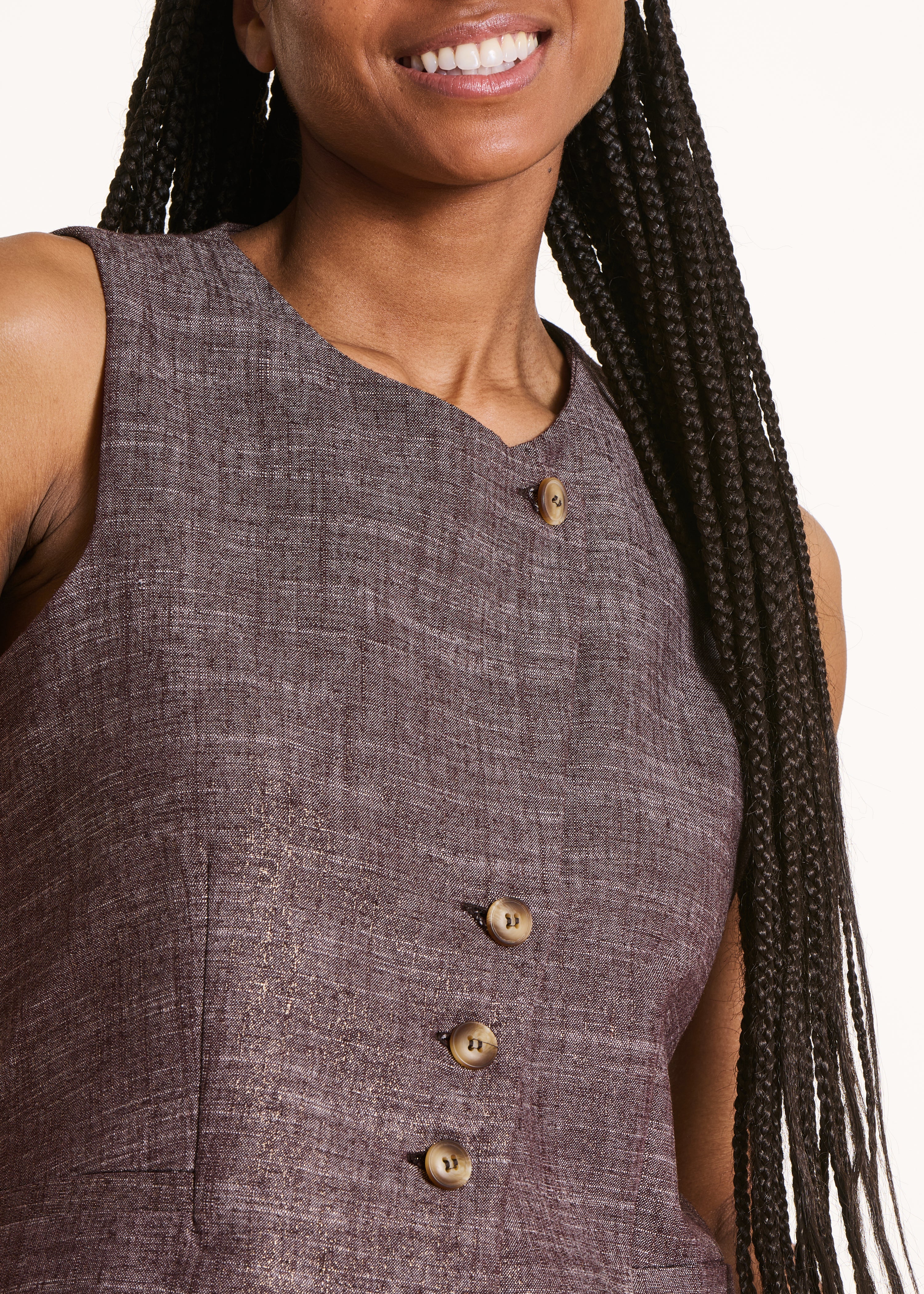 Gilet marrone iridescente senza maniche