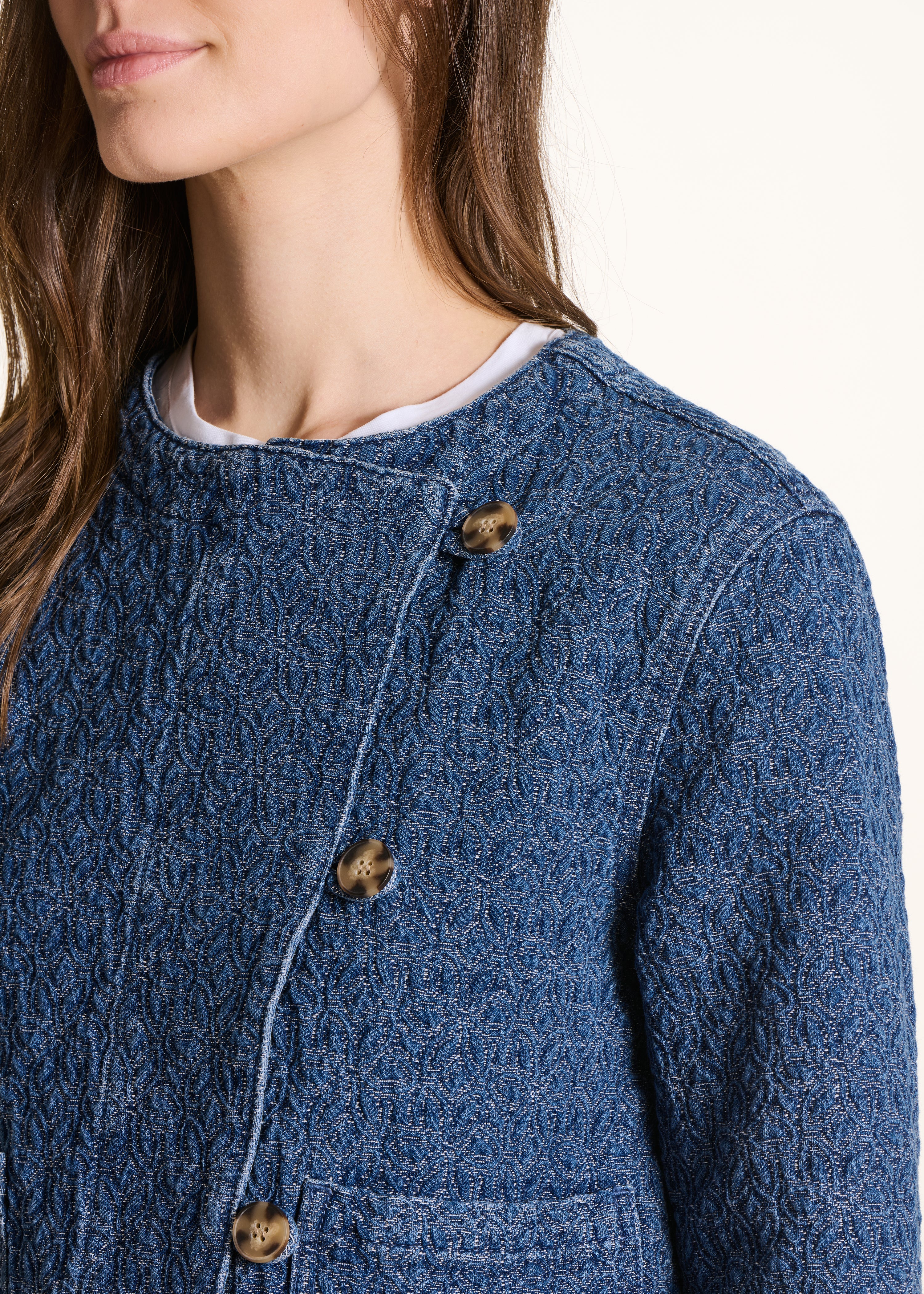 Veste bleue en denim jacquard