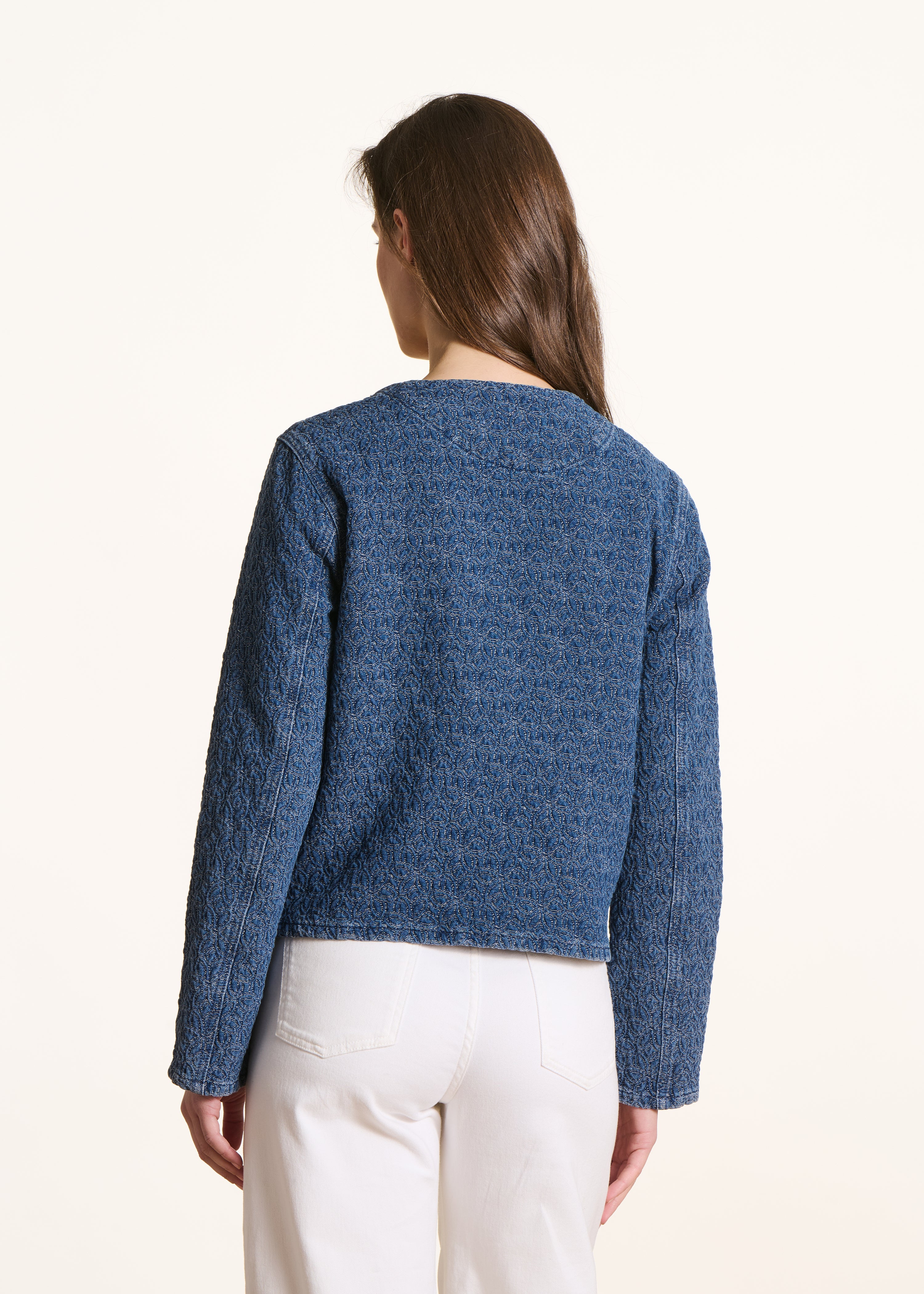Veste bleue en denim jacquard