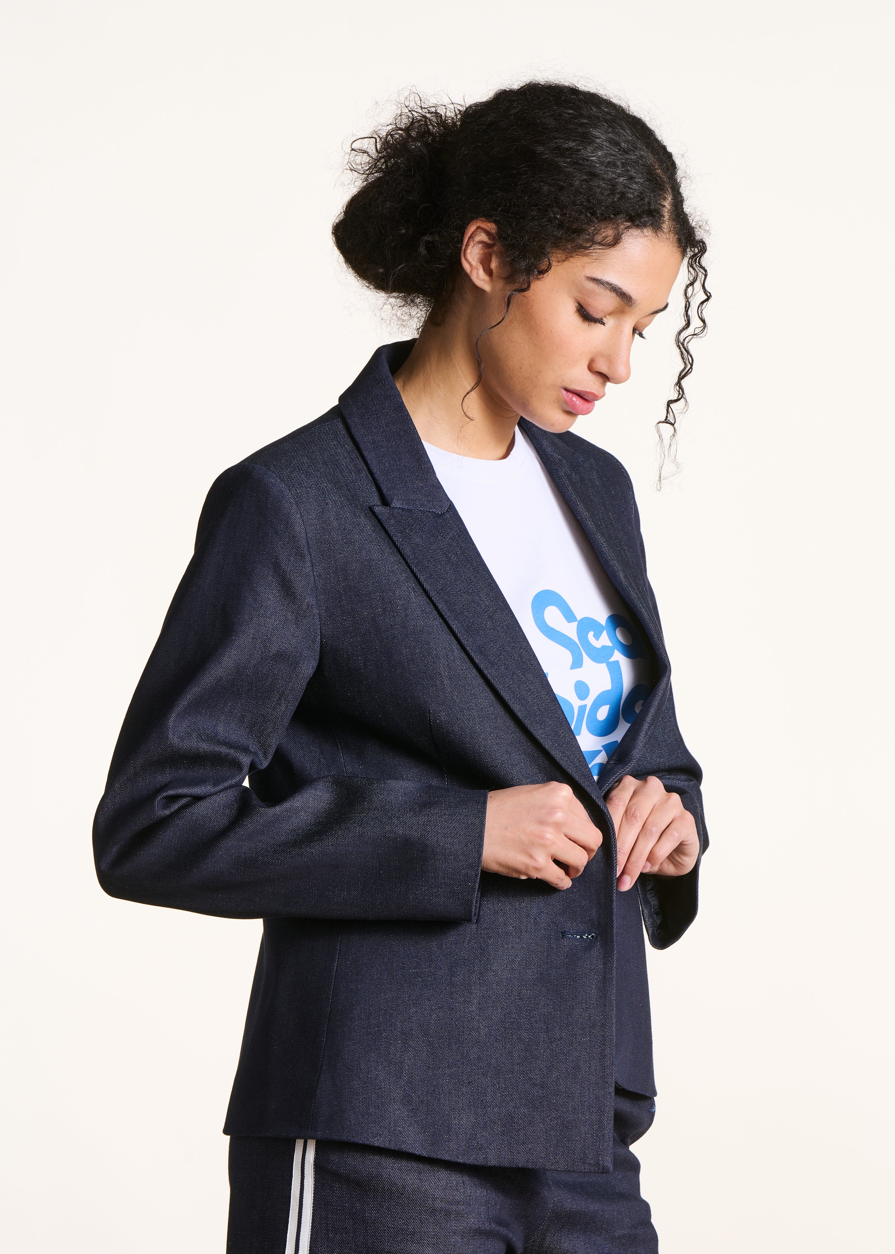 Blazer em ganga crua