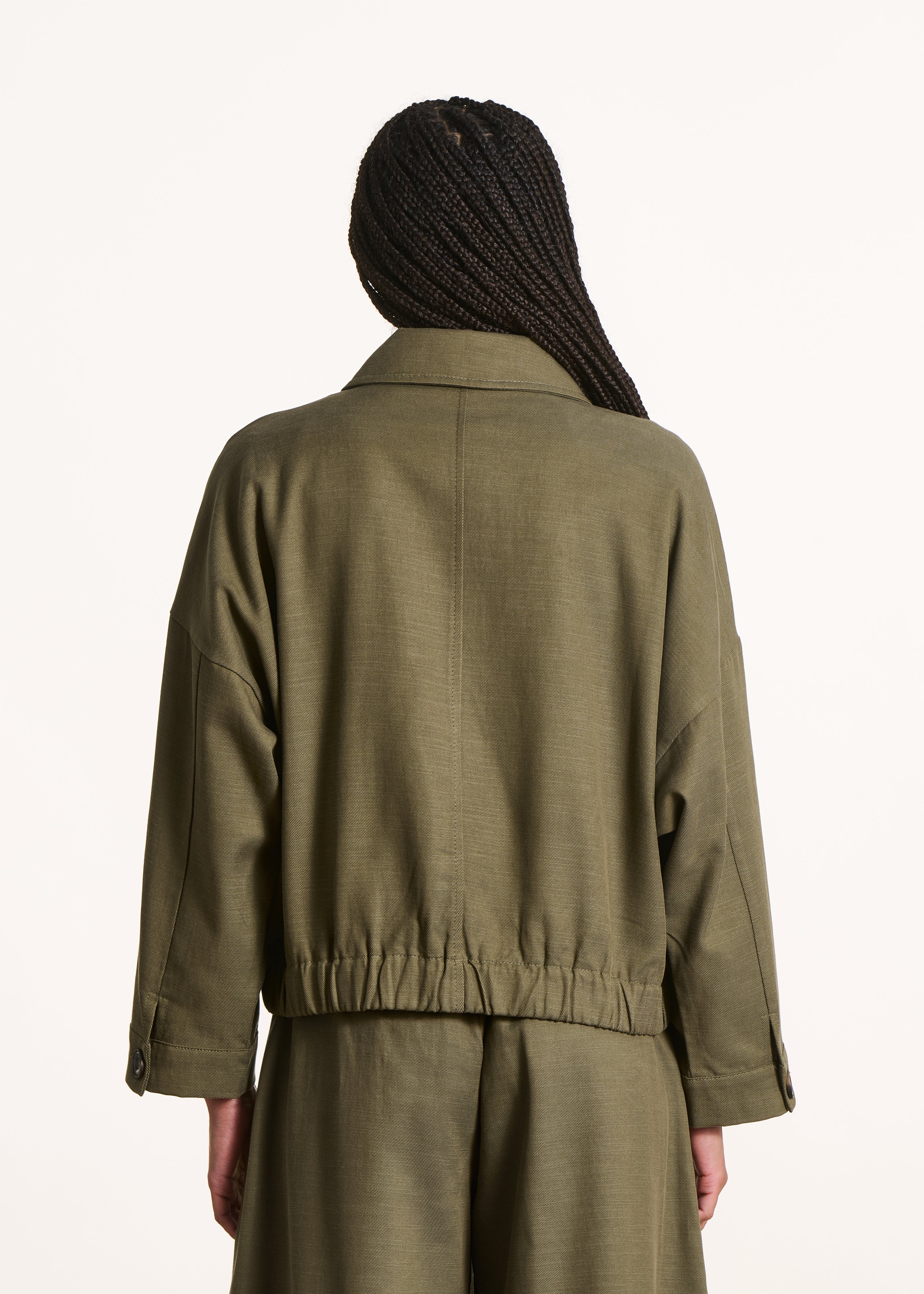 Giubbotto con zip kaki e colletto camicia