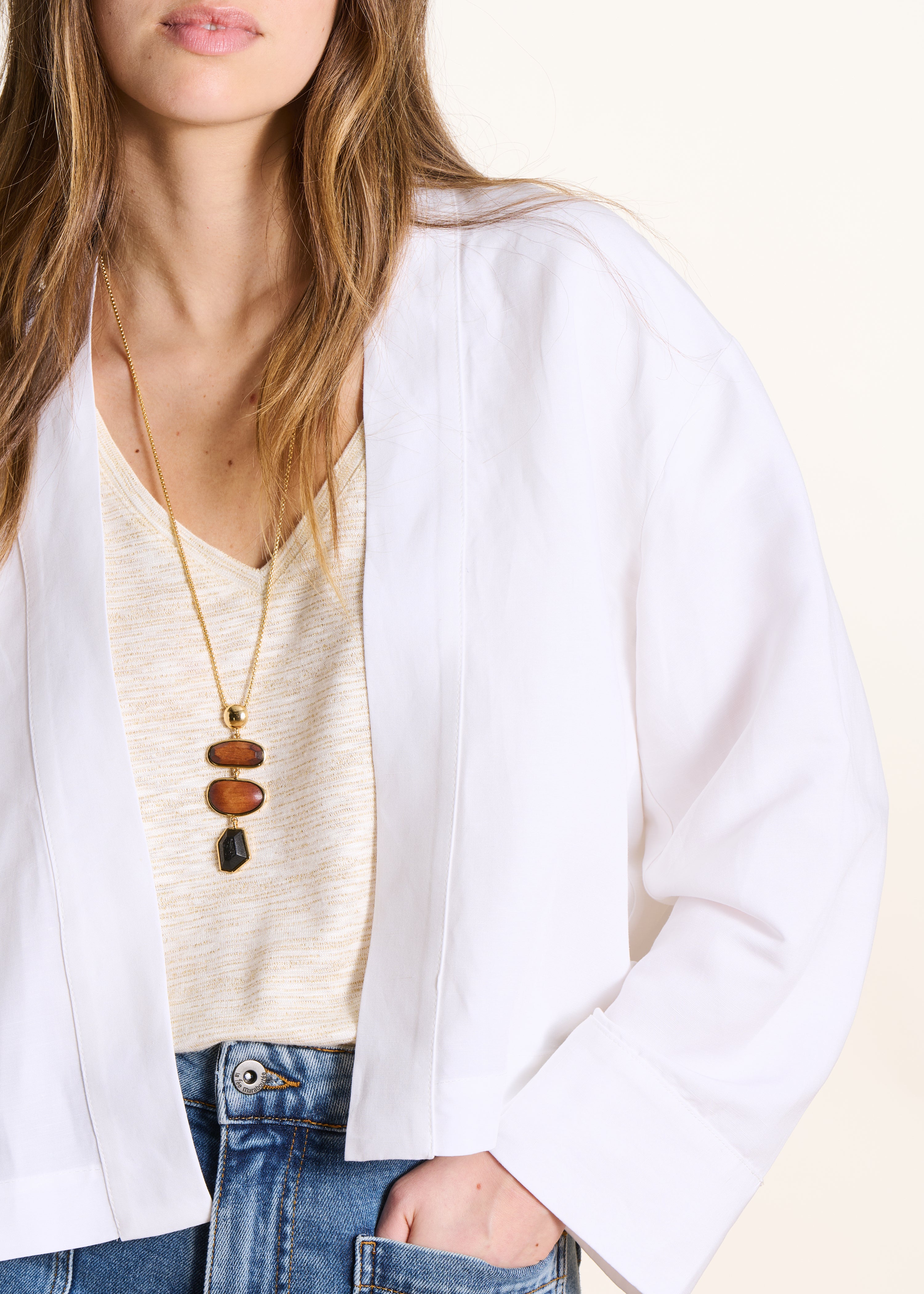 Veste courte ouverte blanche