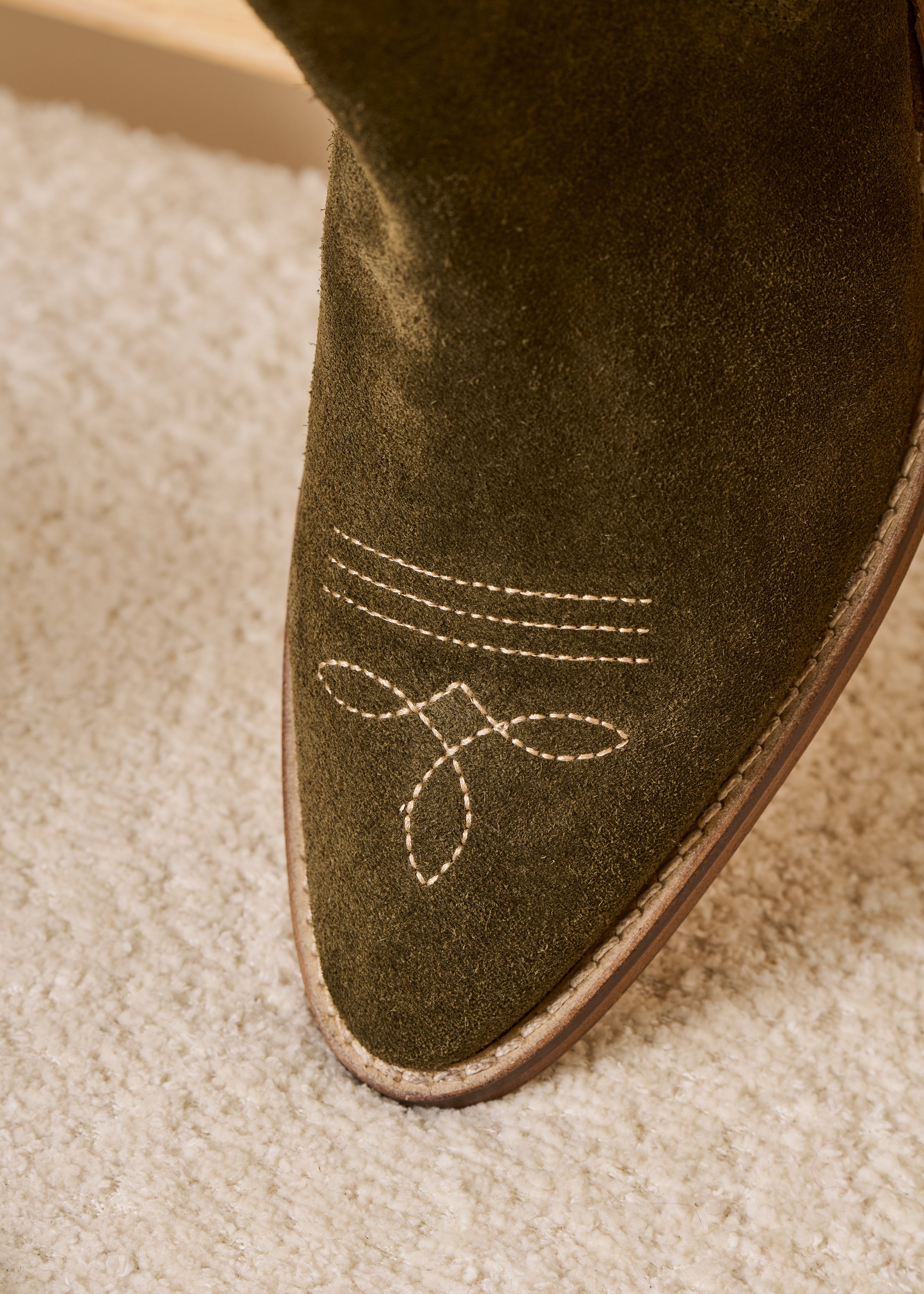 Khaki leather ankle boots