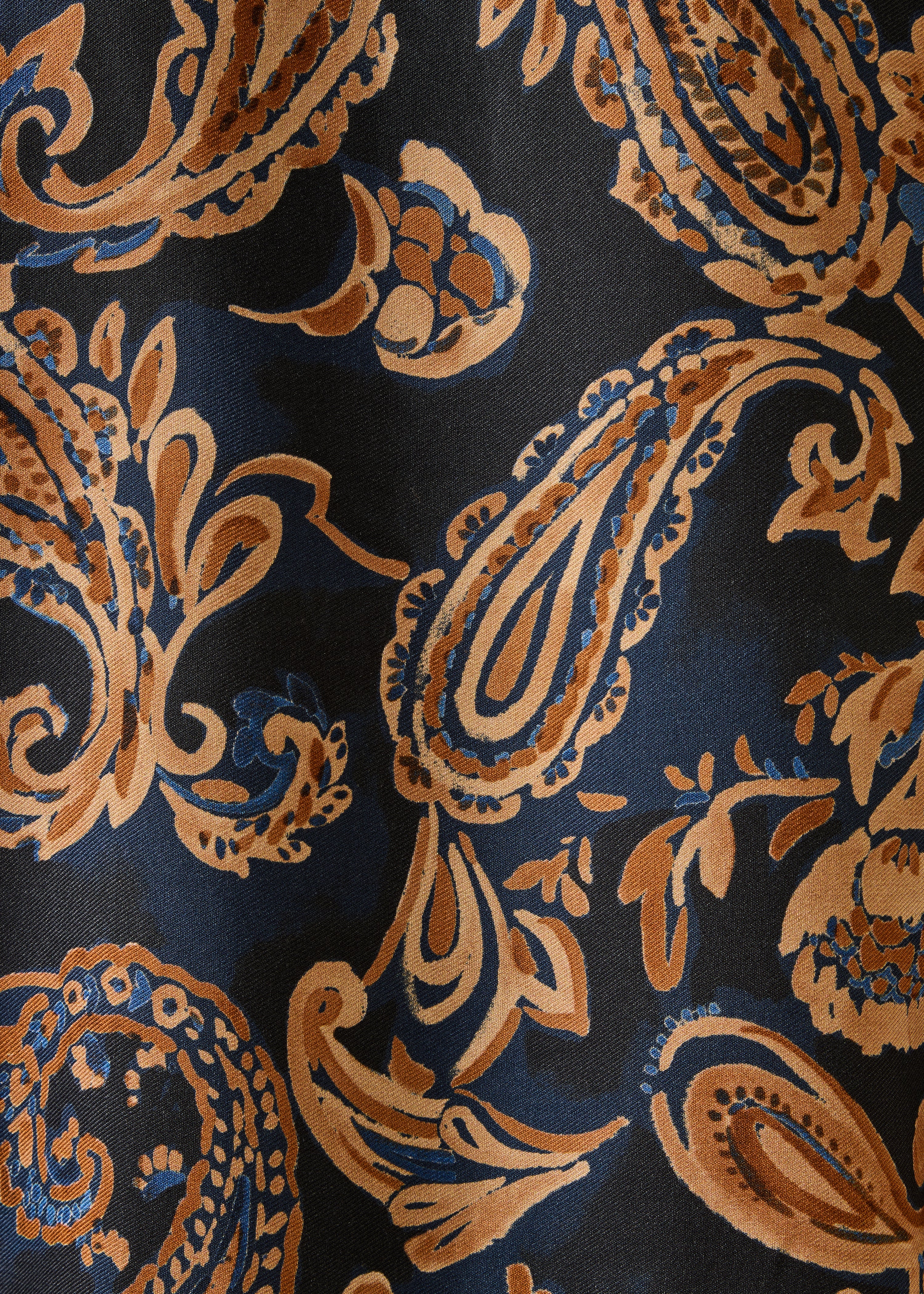 Chemise bleu et camel à imprimé manches longues