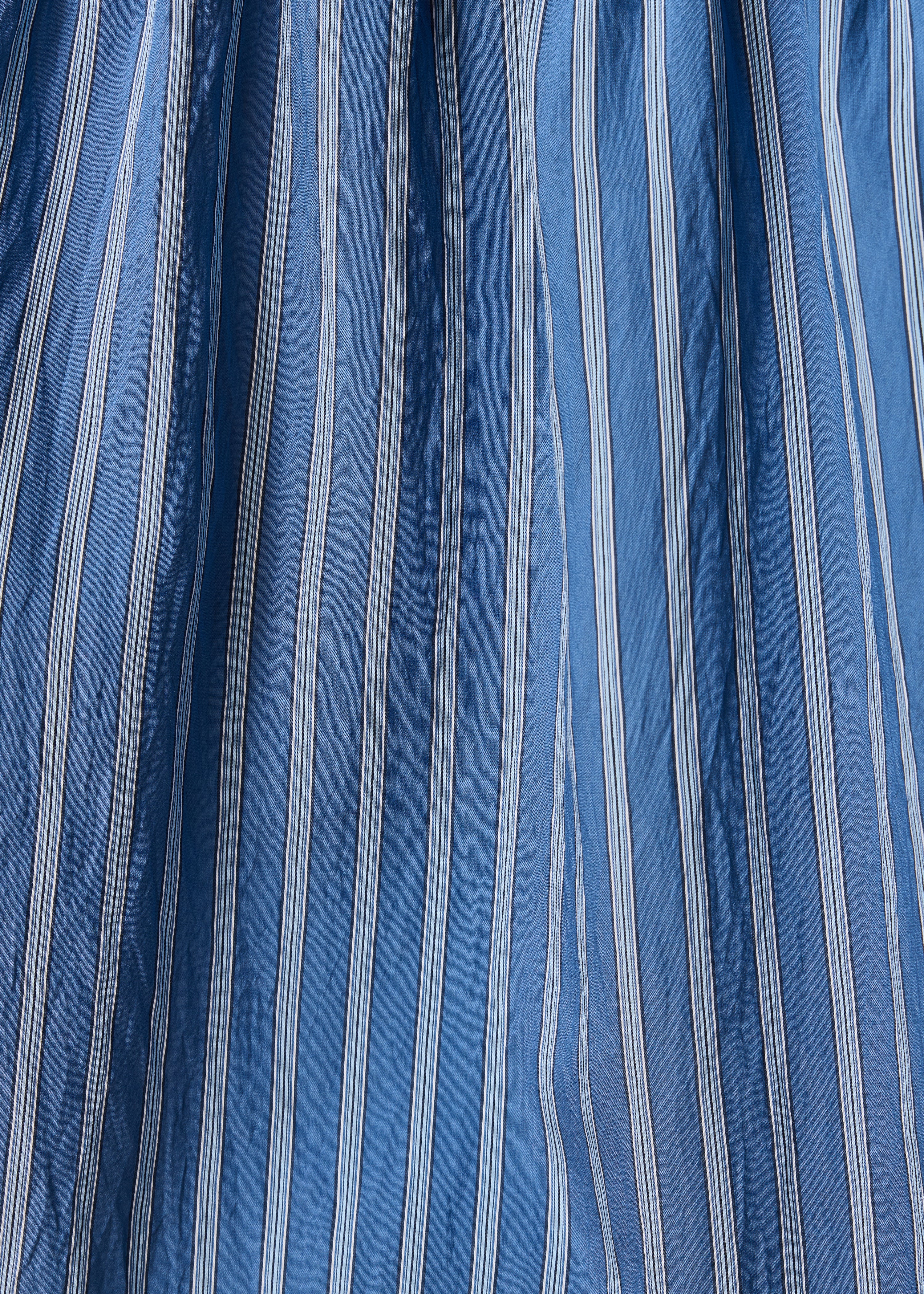 Chemise bleue à rayures manches longues col mao