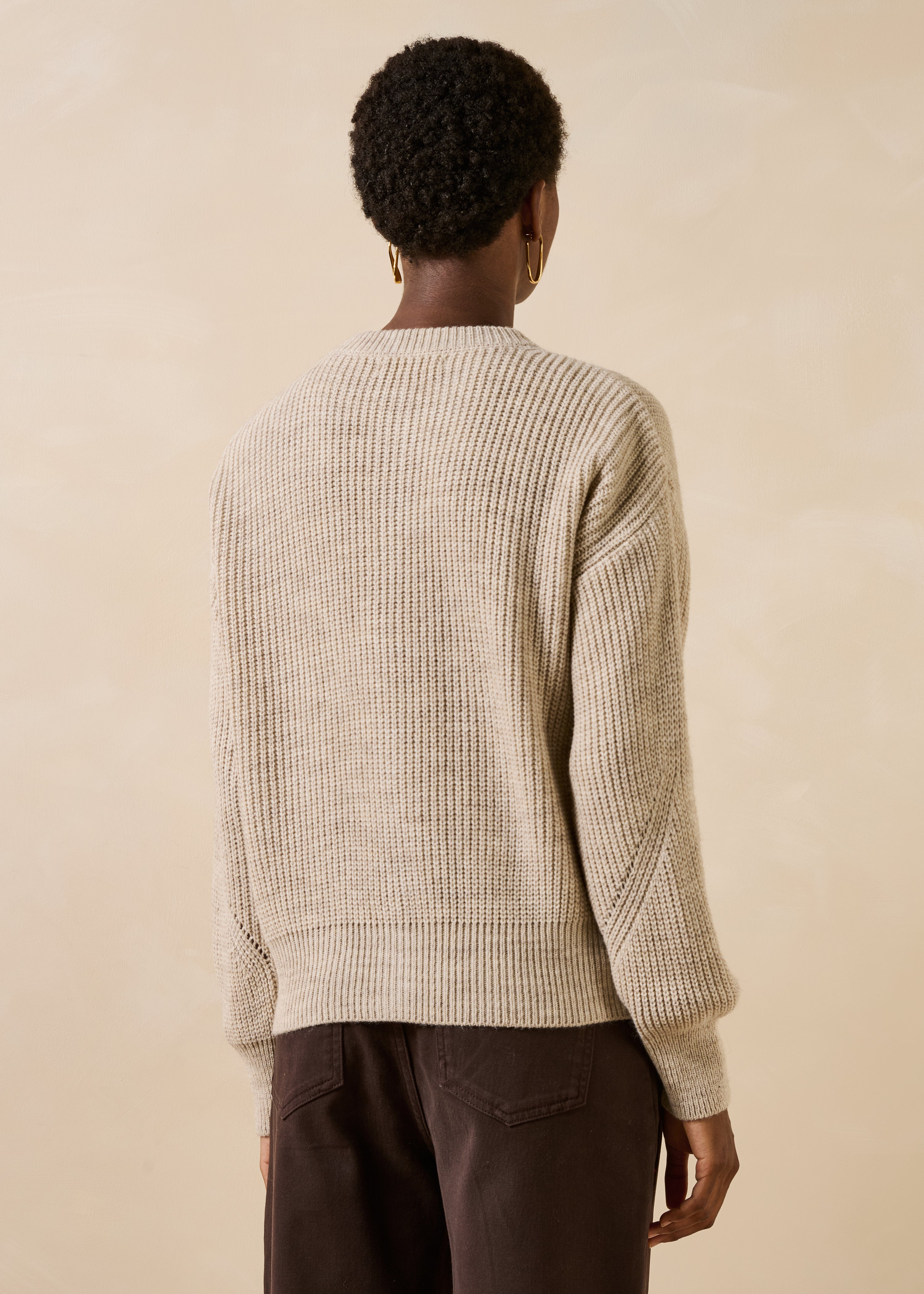 Gilet beige manches longues col rond