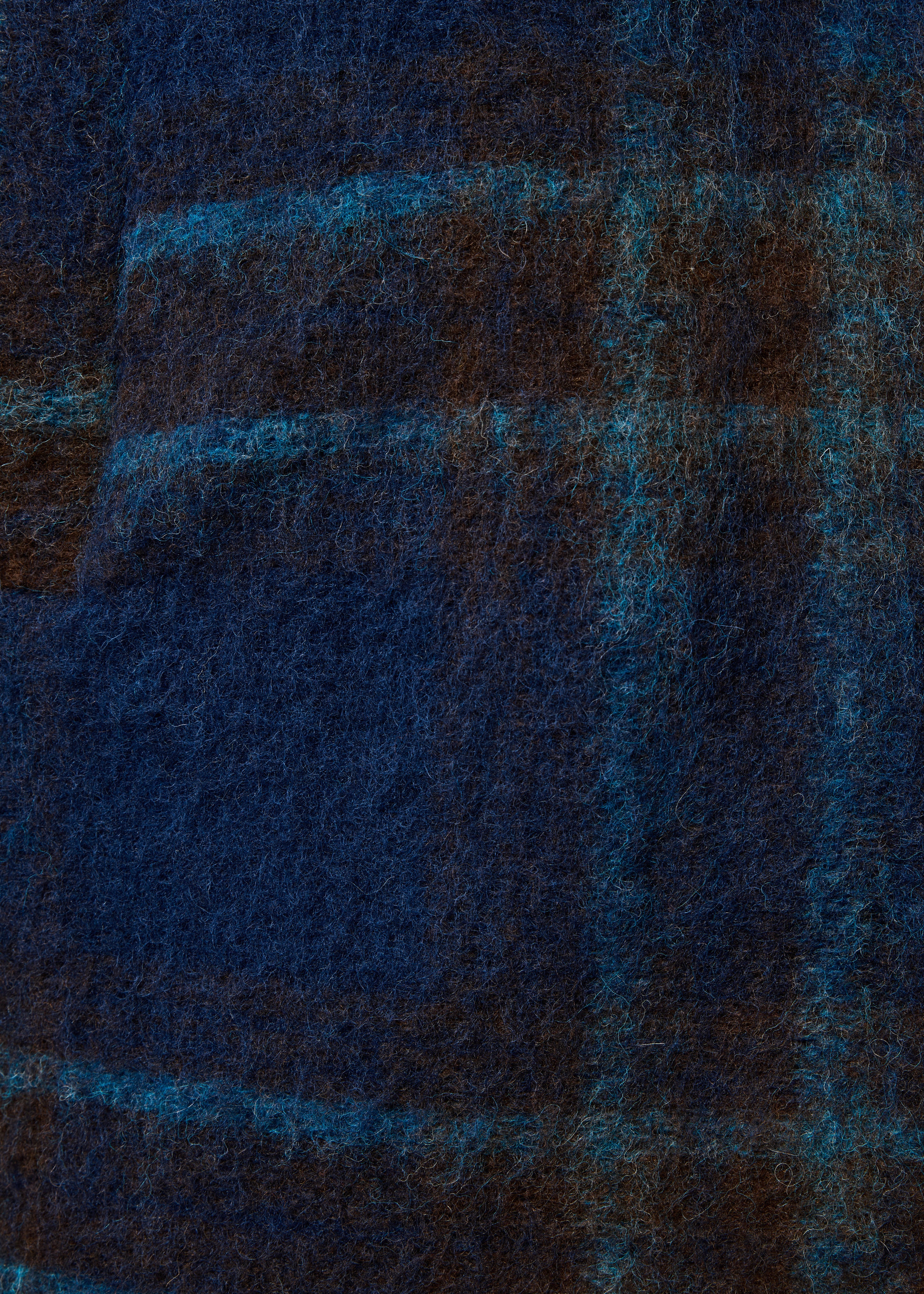 3/4 blauwe geruite wollen mantel