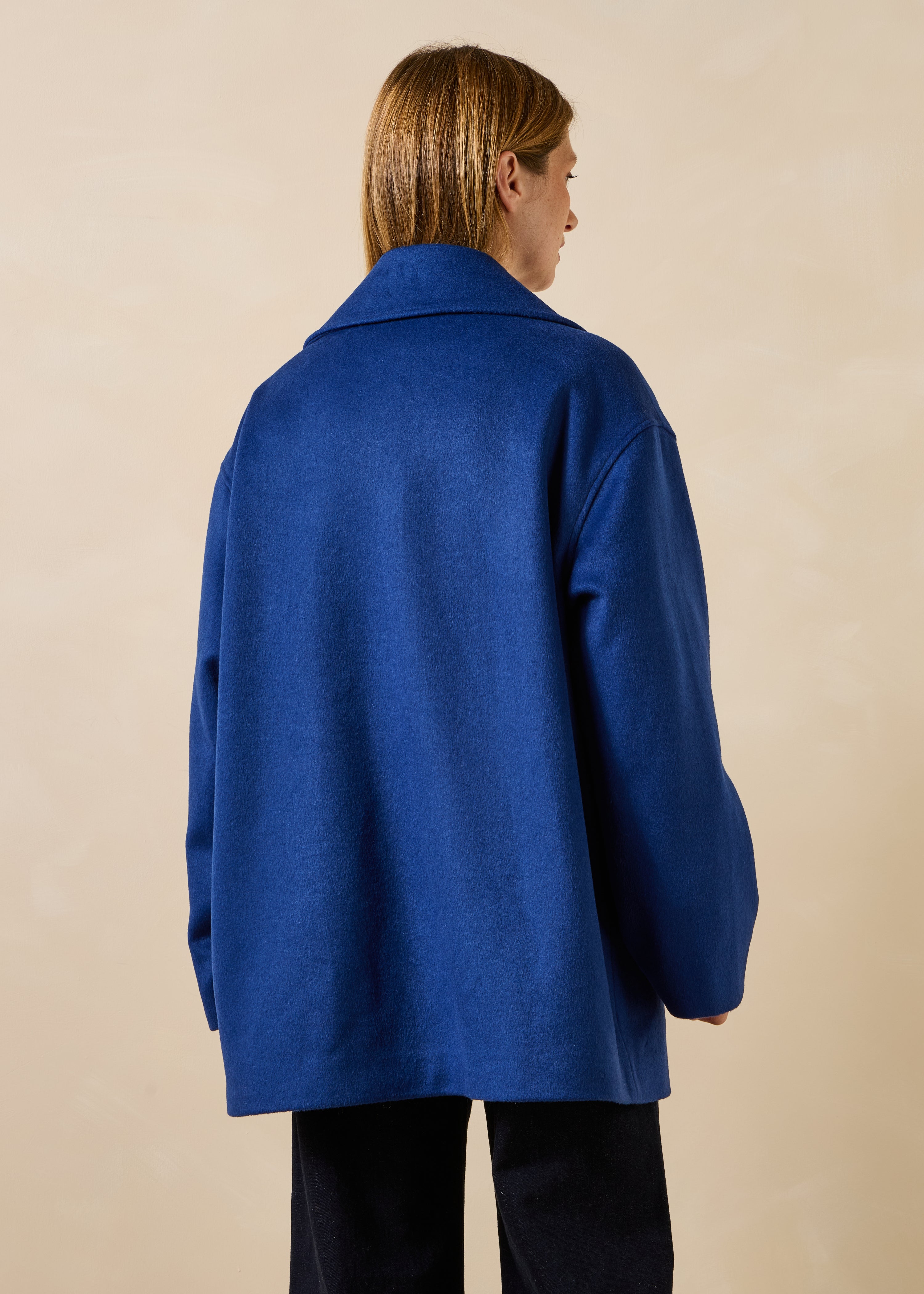 Manteau bleu marine caban en laine