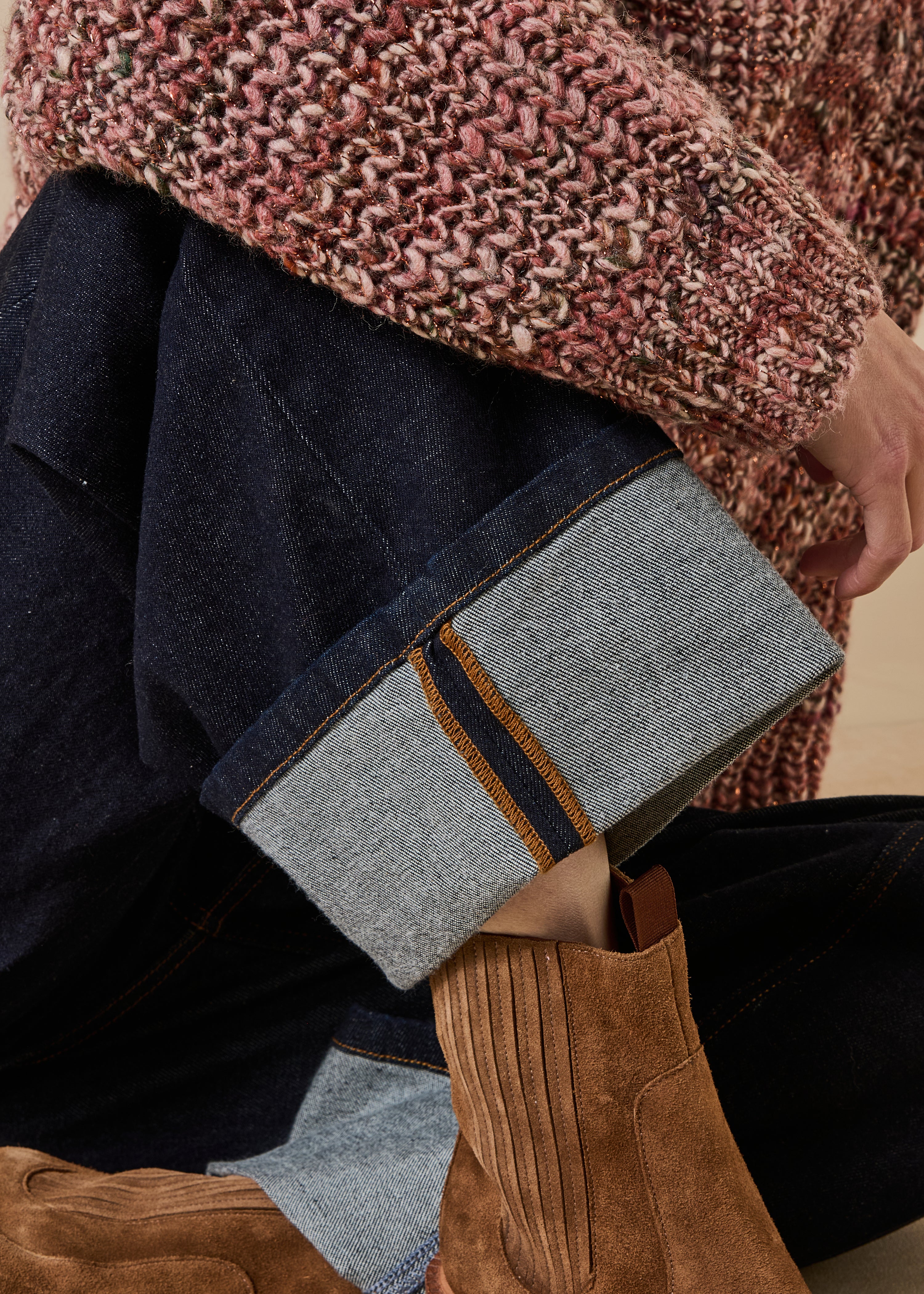 Jeans cropped grezzo in cotone biologico
