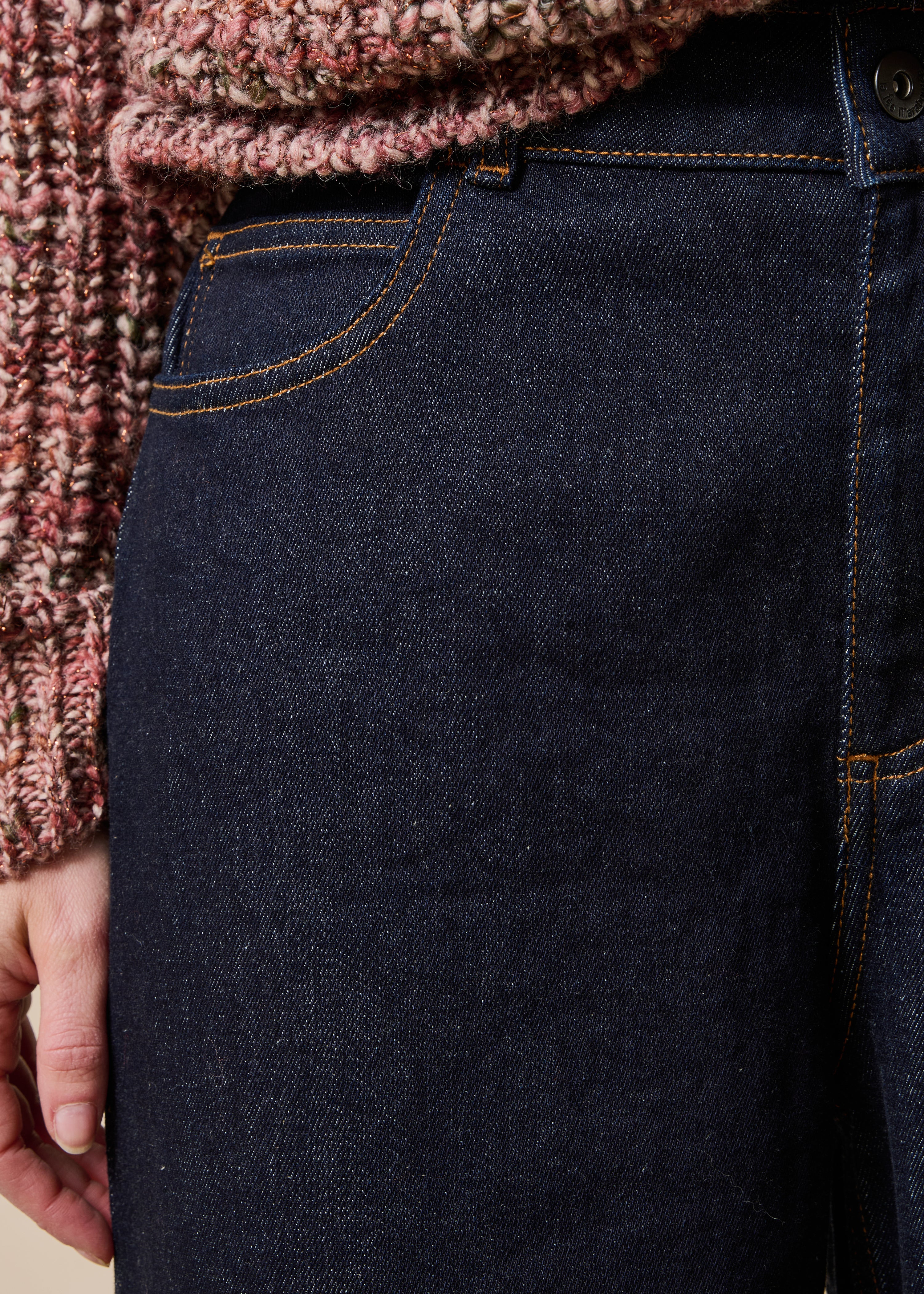 Jeans cropped grezzo in cotone biologico