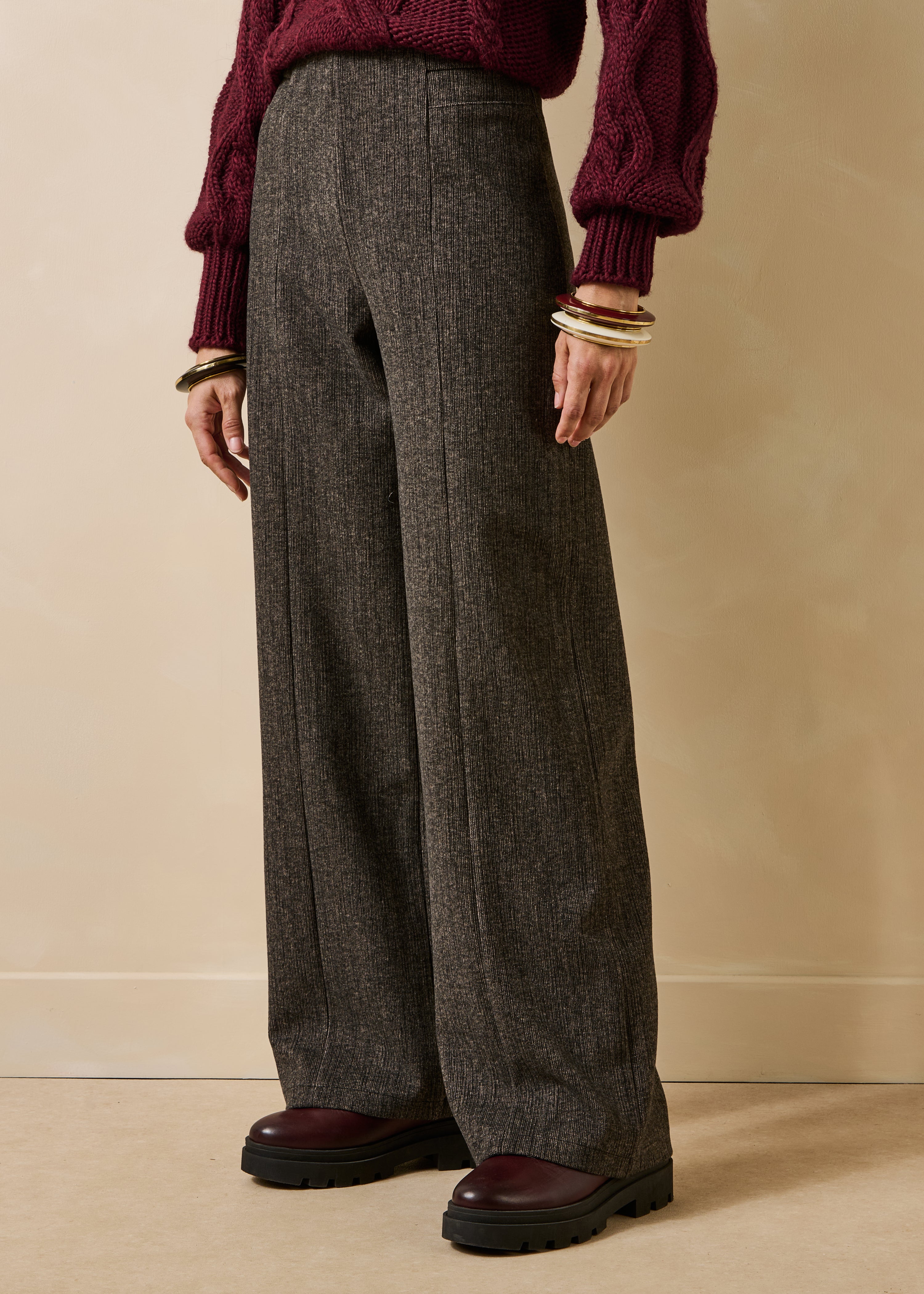 Pantalon droit marron en milano