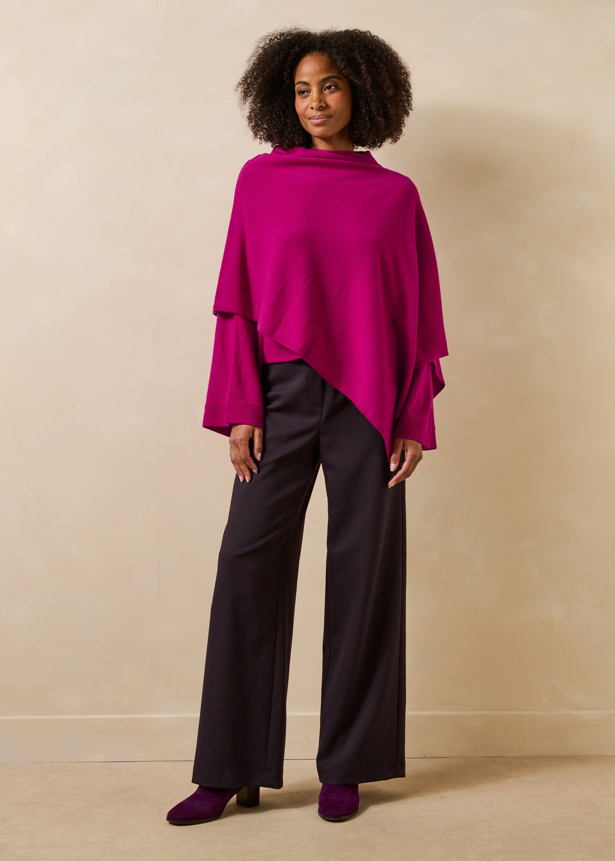 Fuchsia-rosa Pullover - Foncho