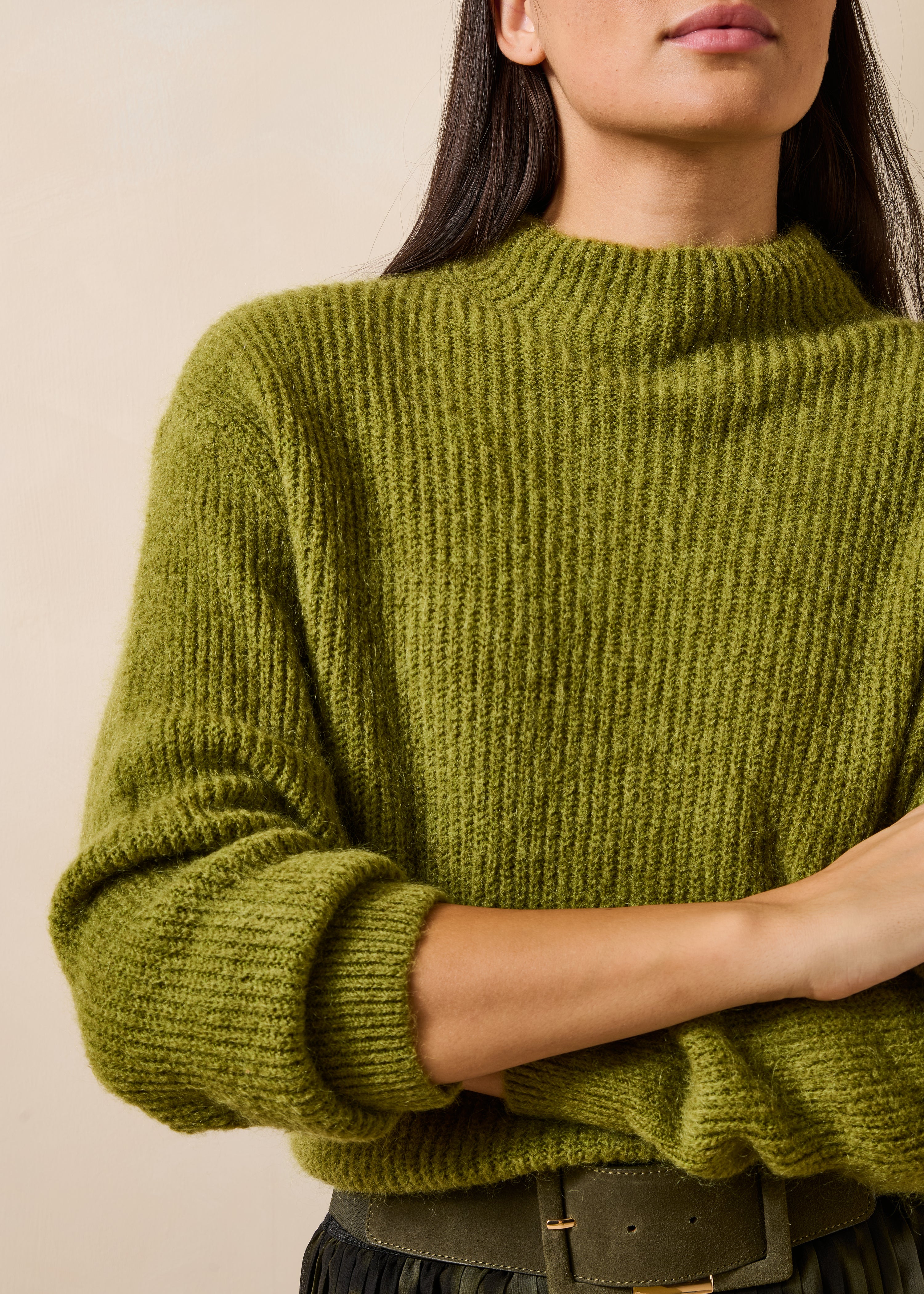 Pull vert manches longues ample
