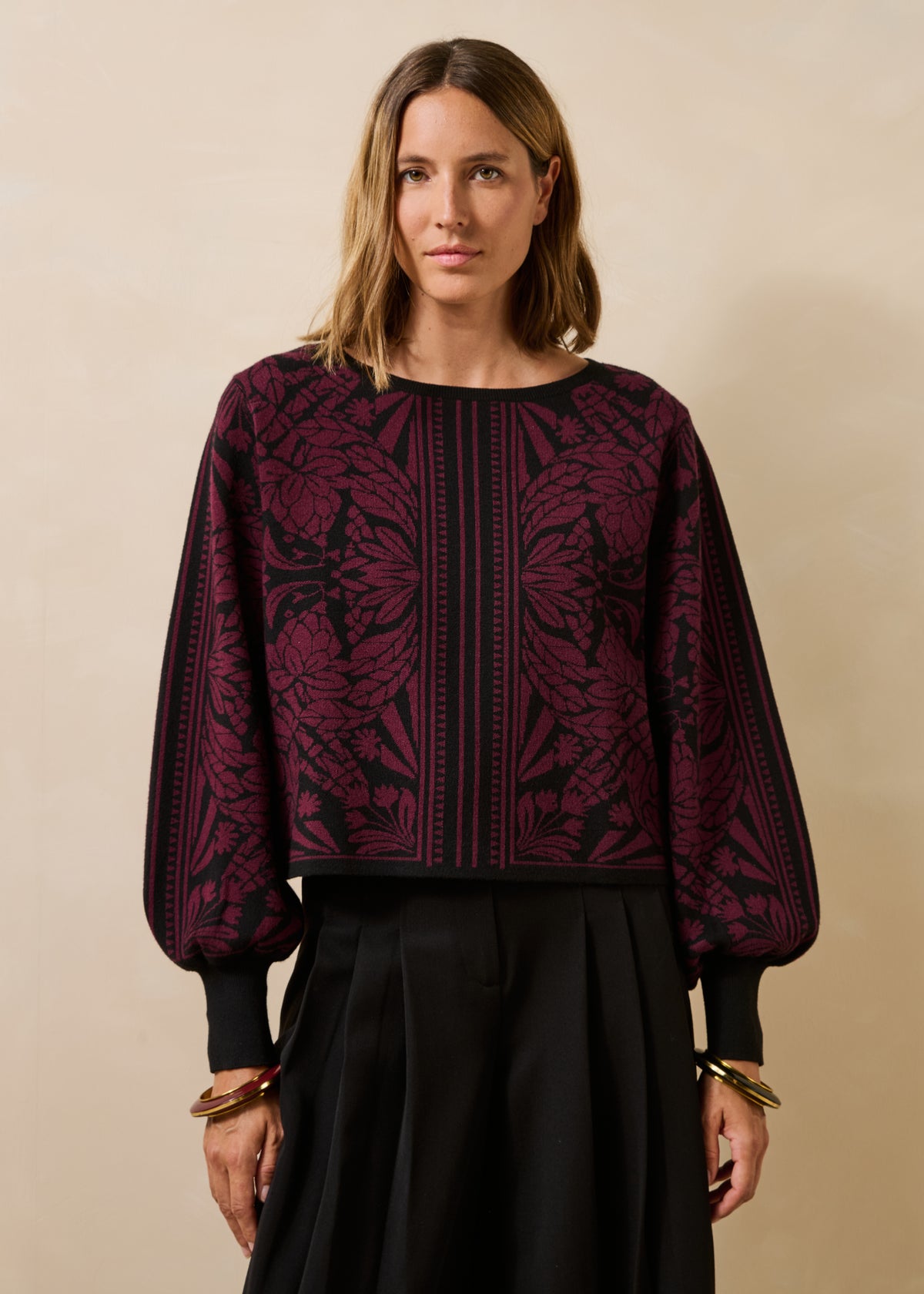 Pullover schwarz und aubergine - Gambie