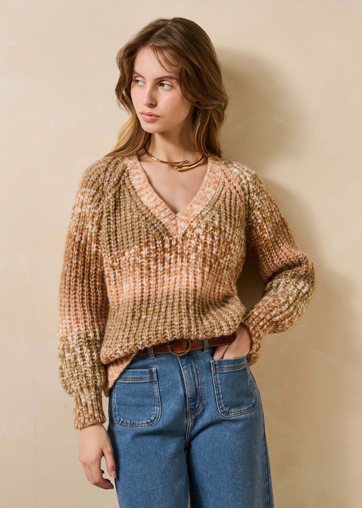 Beige and Camel Sweater - Garax