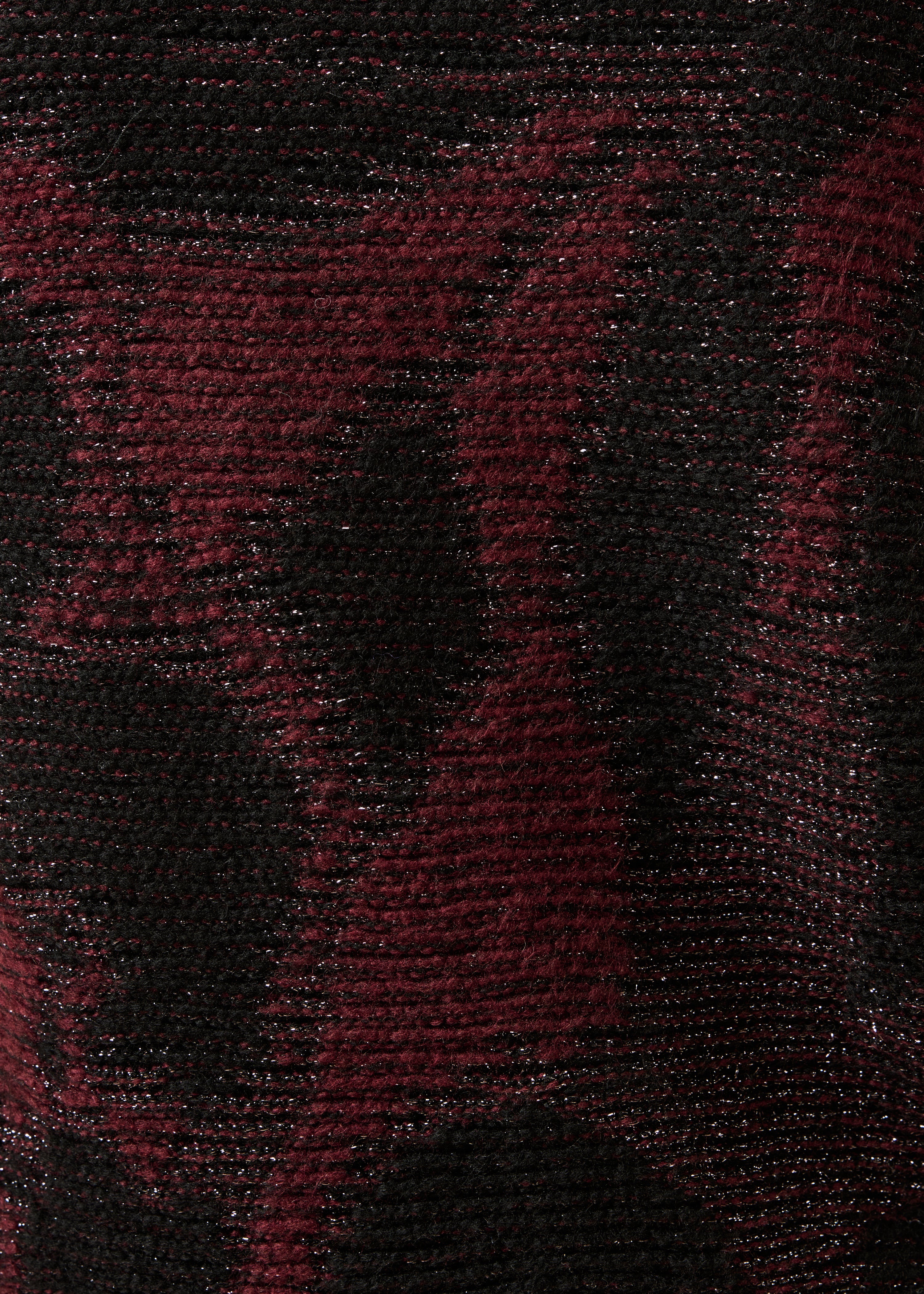 Bordeaux and black jacquard long-sleeve sweater