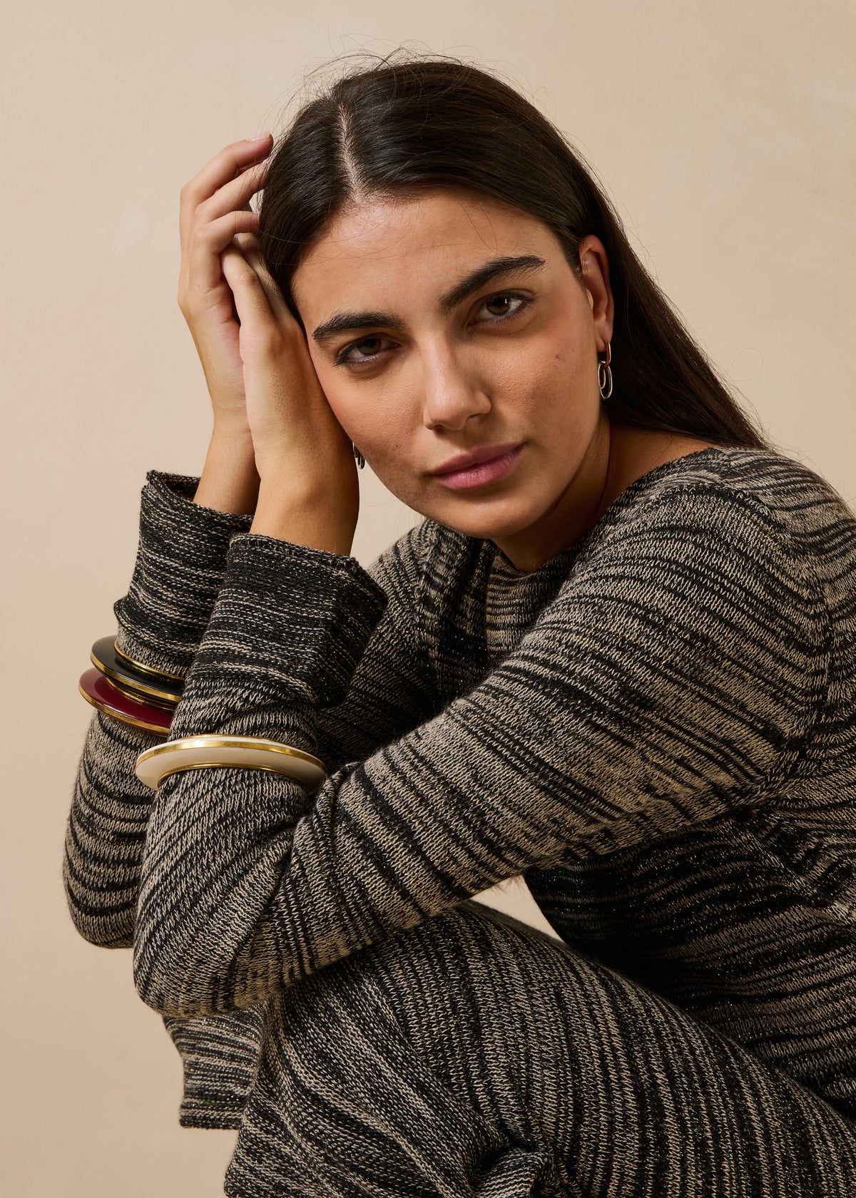 Zwart en beige jurk - Gavina