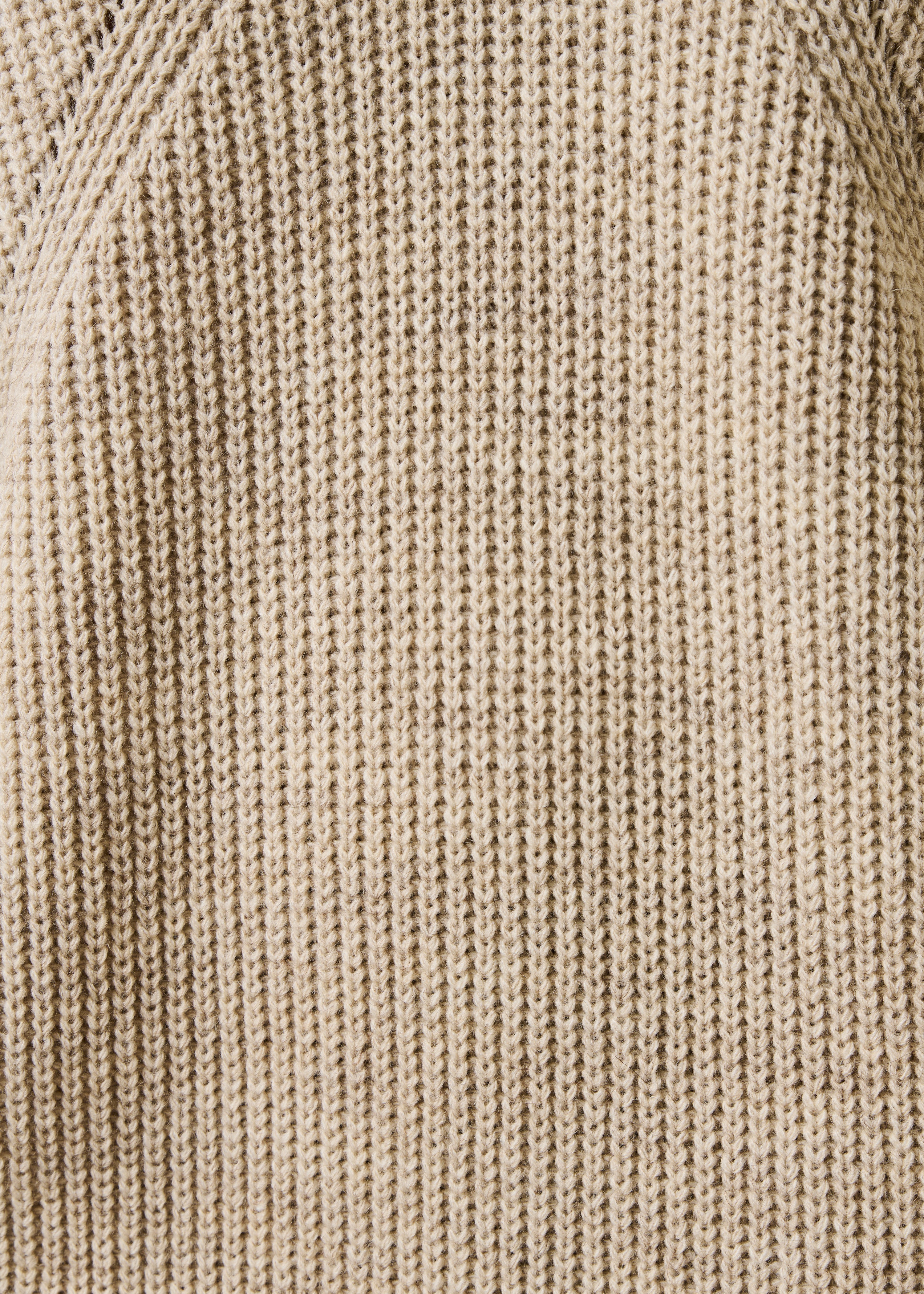 Beige Short Knit Dress with Round Neck