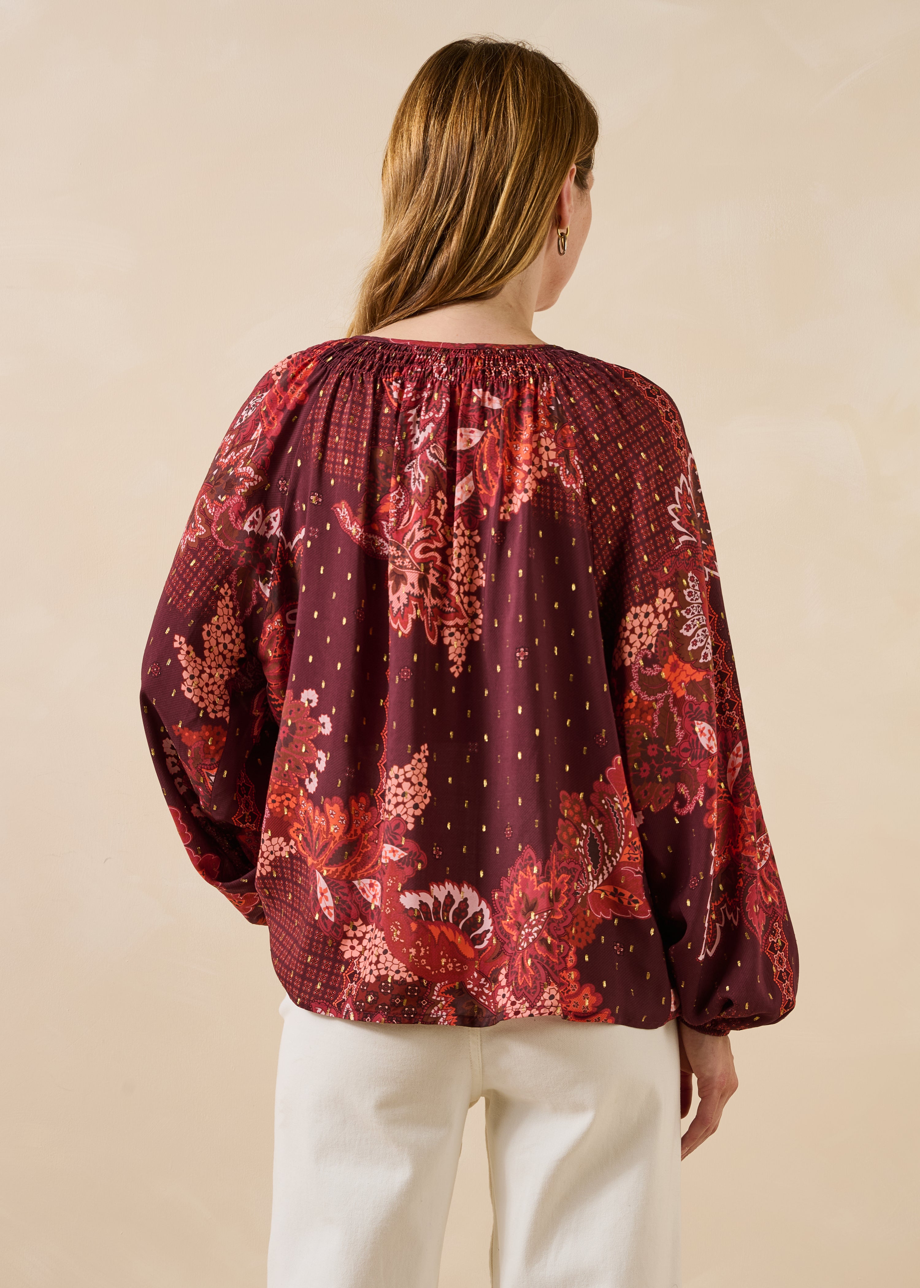 Loose red top with print