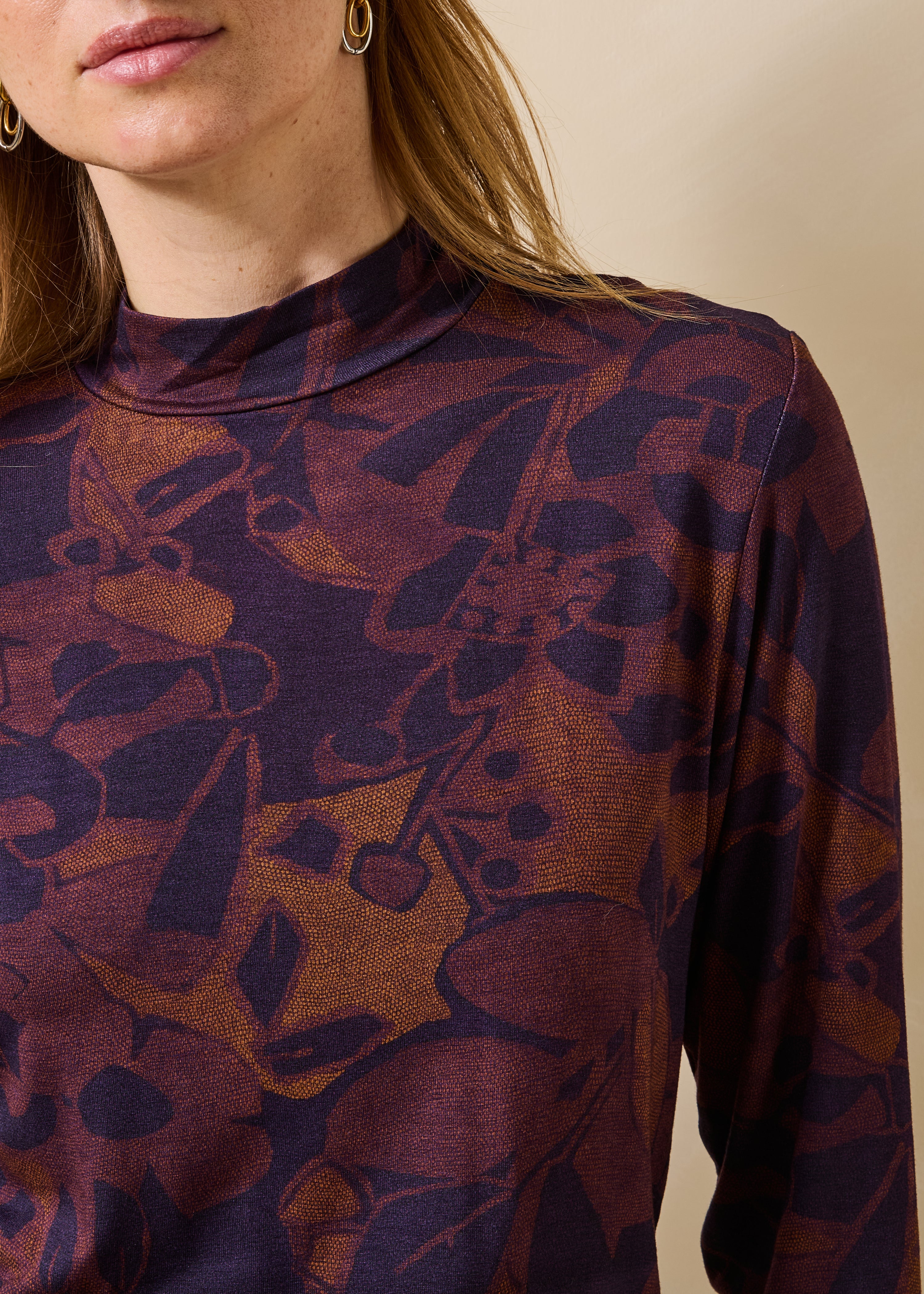 T-shirt manches longues violet à imprimé floral
