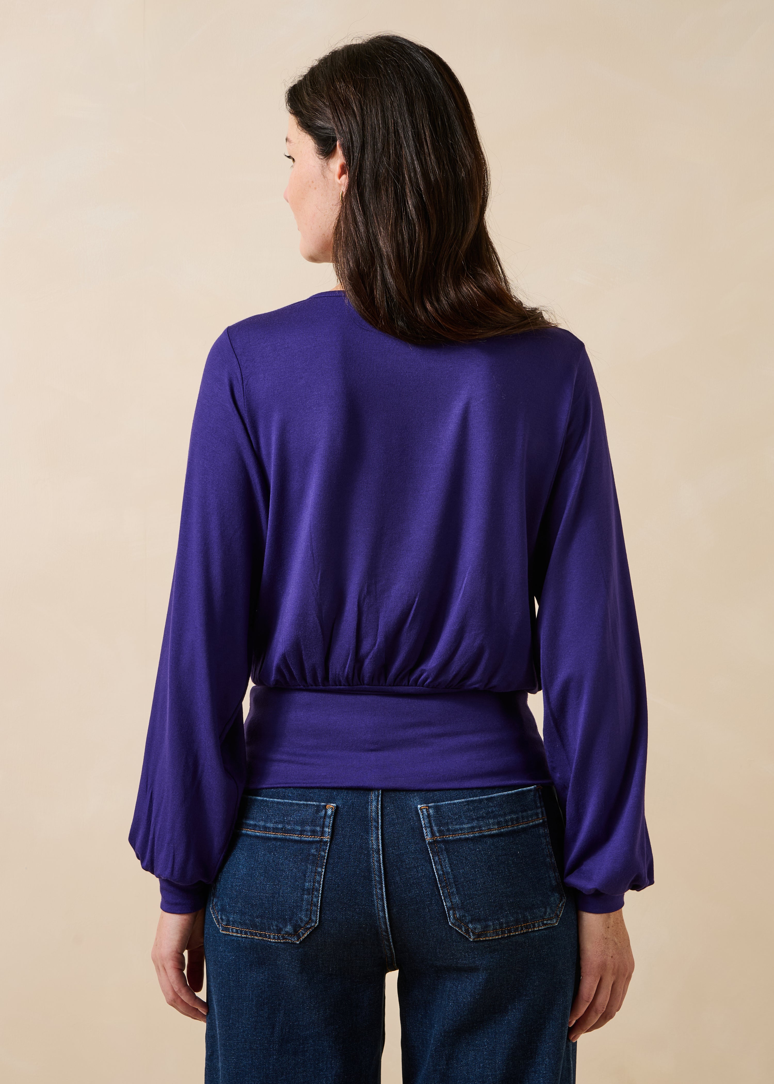 Oversized long-sleeve purple modal T-shirt