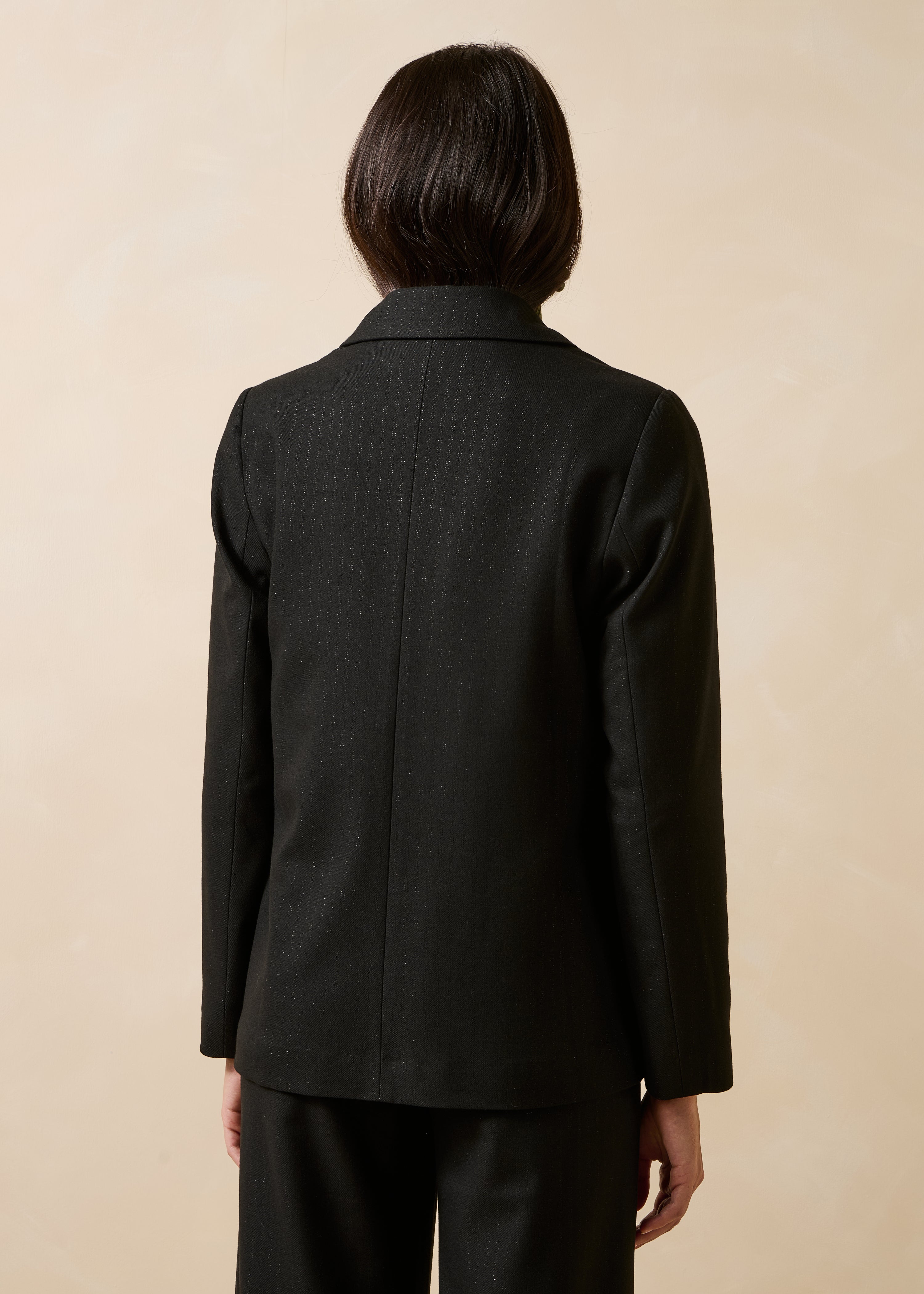 Black striped tailored jacket with long sleeves