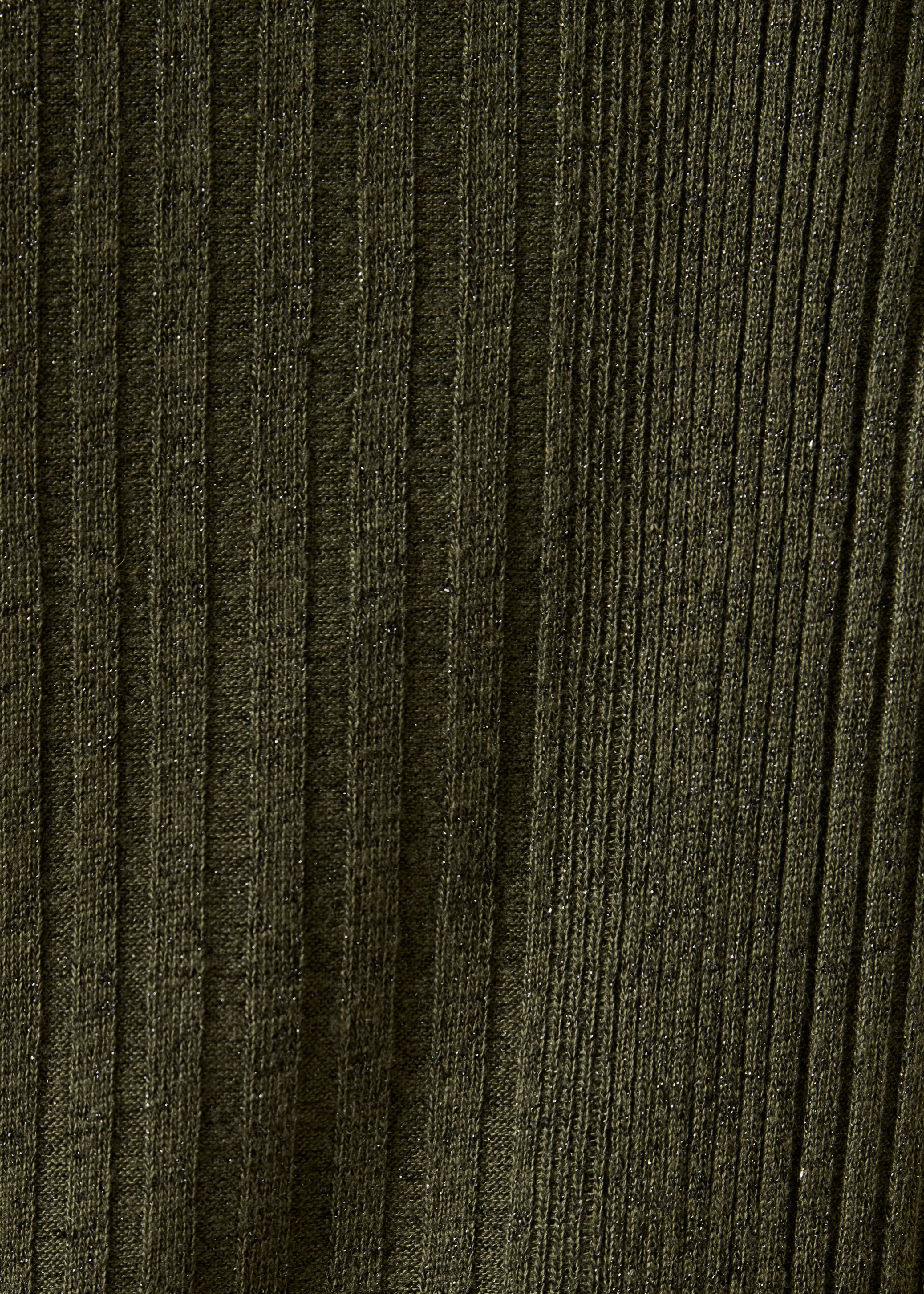 Long-sleeve ribbed knit khaki T-shirt