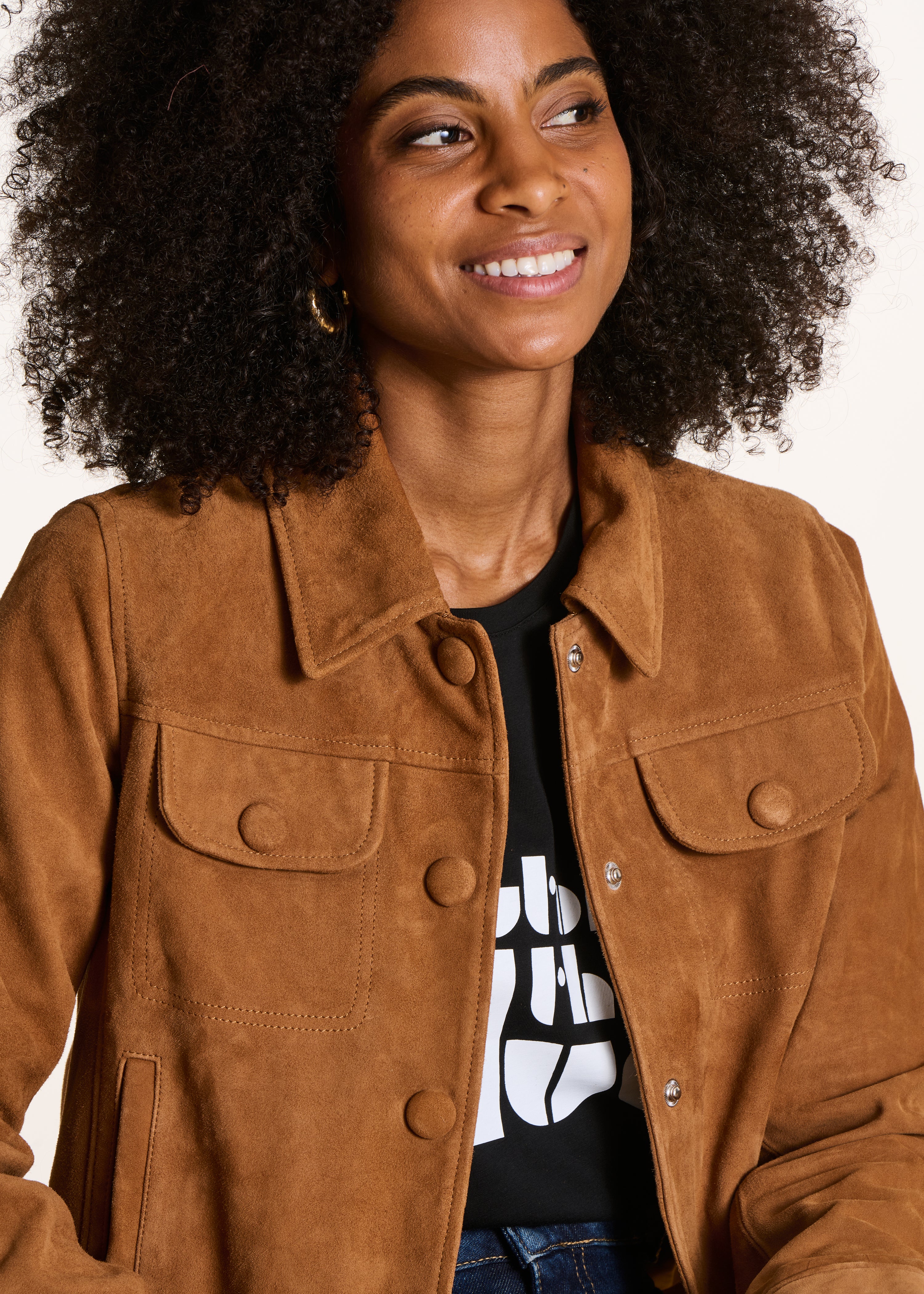 Kurze Camel-Jacke aus Wildleder