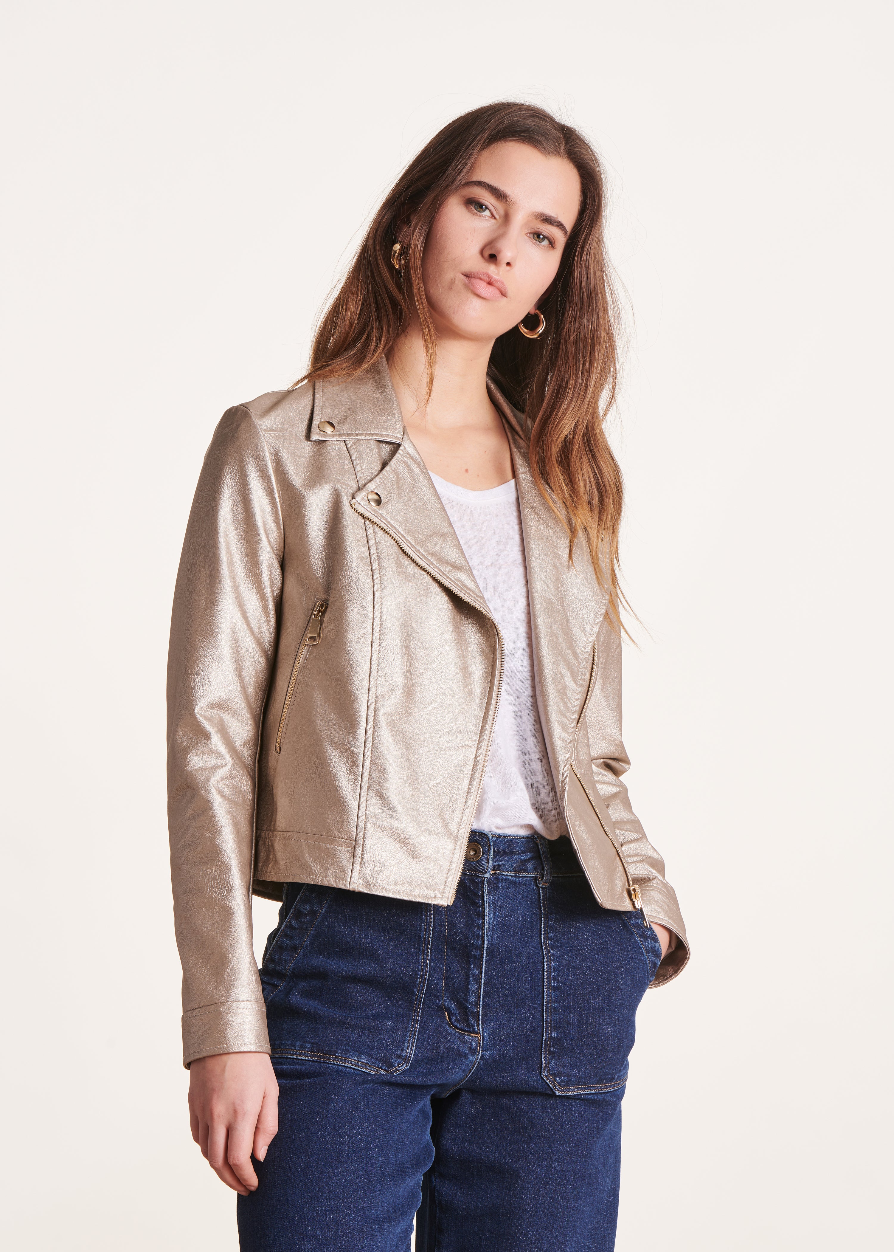 Biker-style blouson jacket