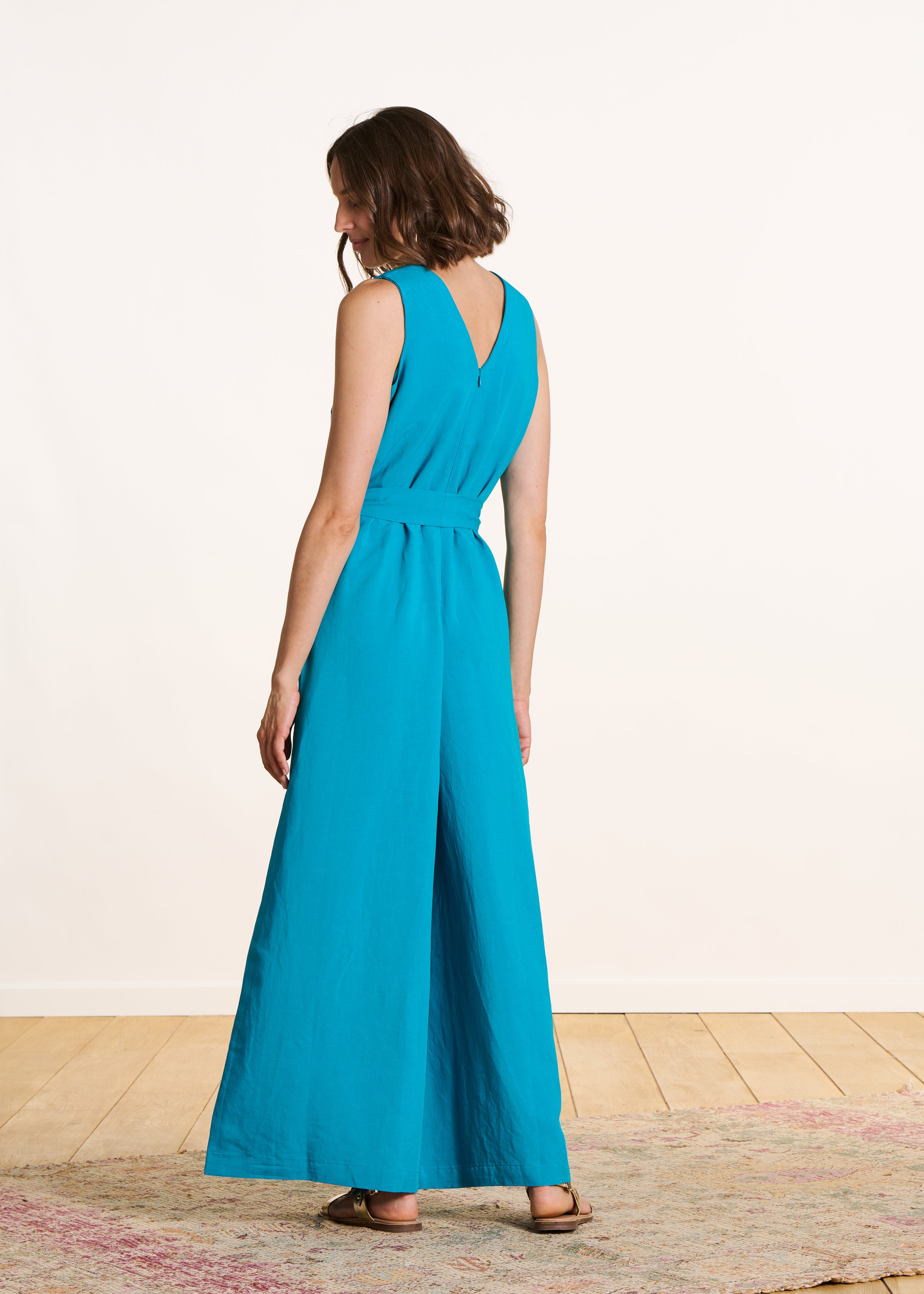 Combinaison pantalon sans manches bleu turquoise