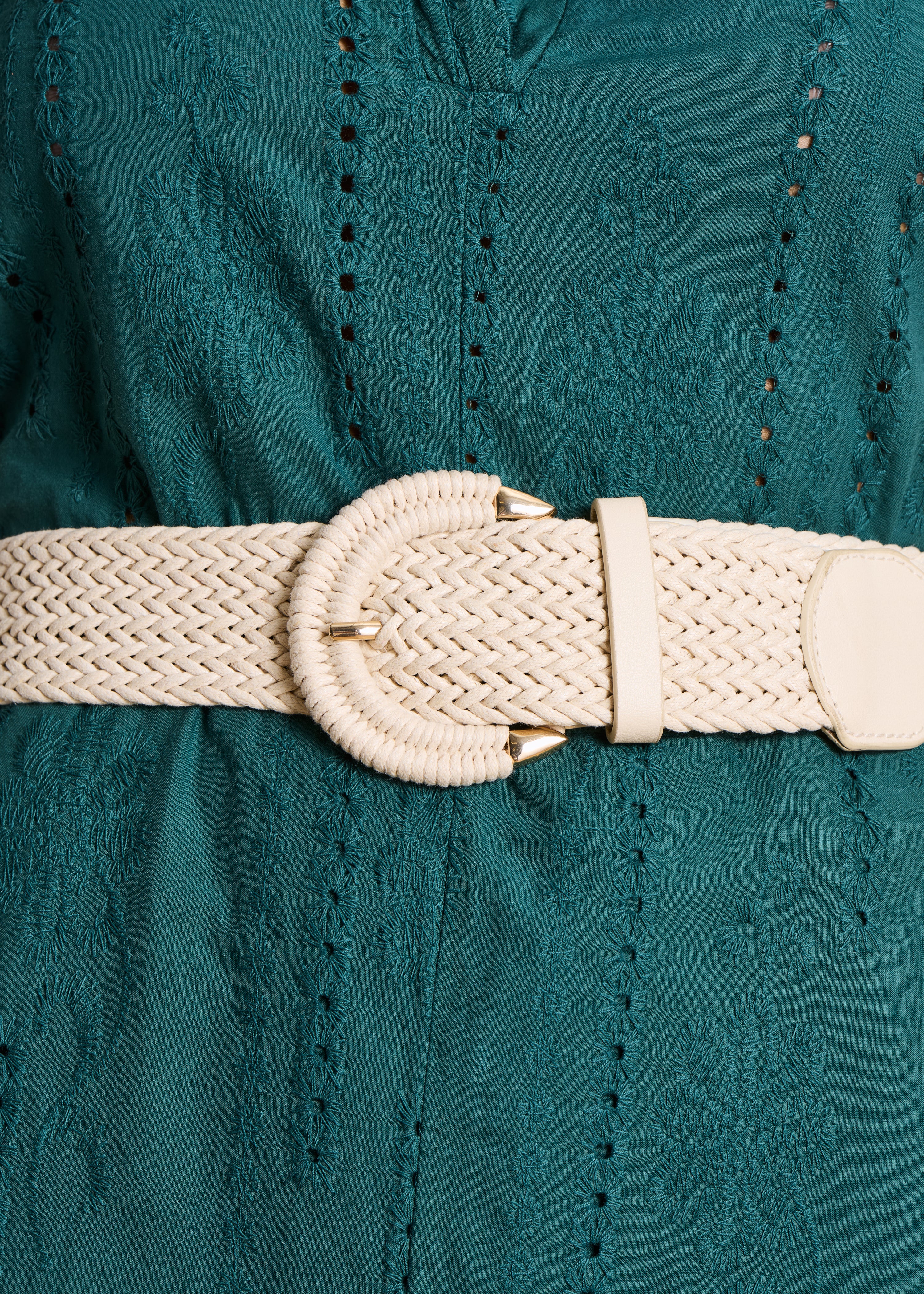 Ceinture large tressée écrue