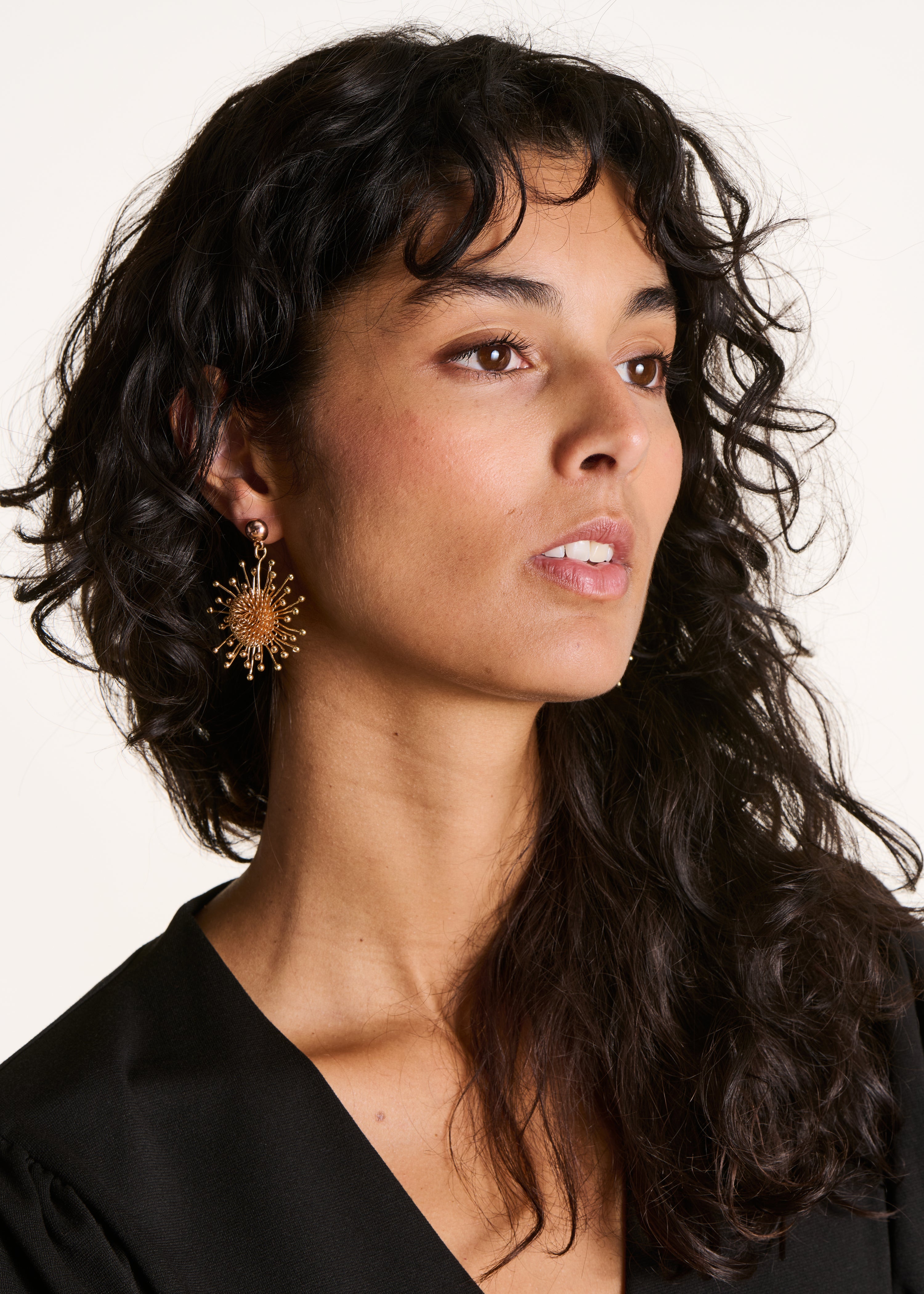 Boucles d'oreilles pendantes pampille soleil