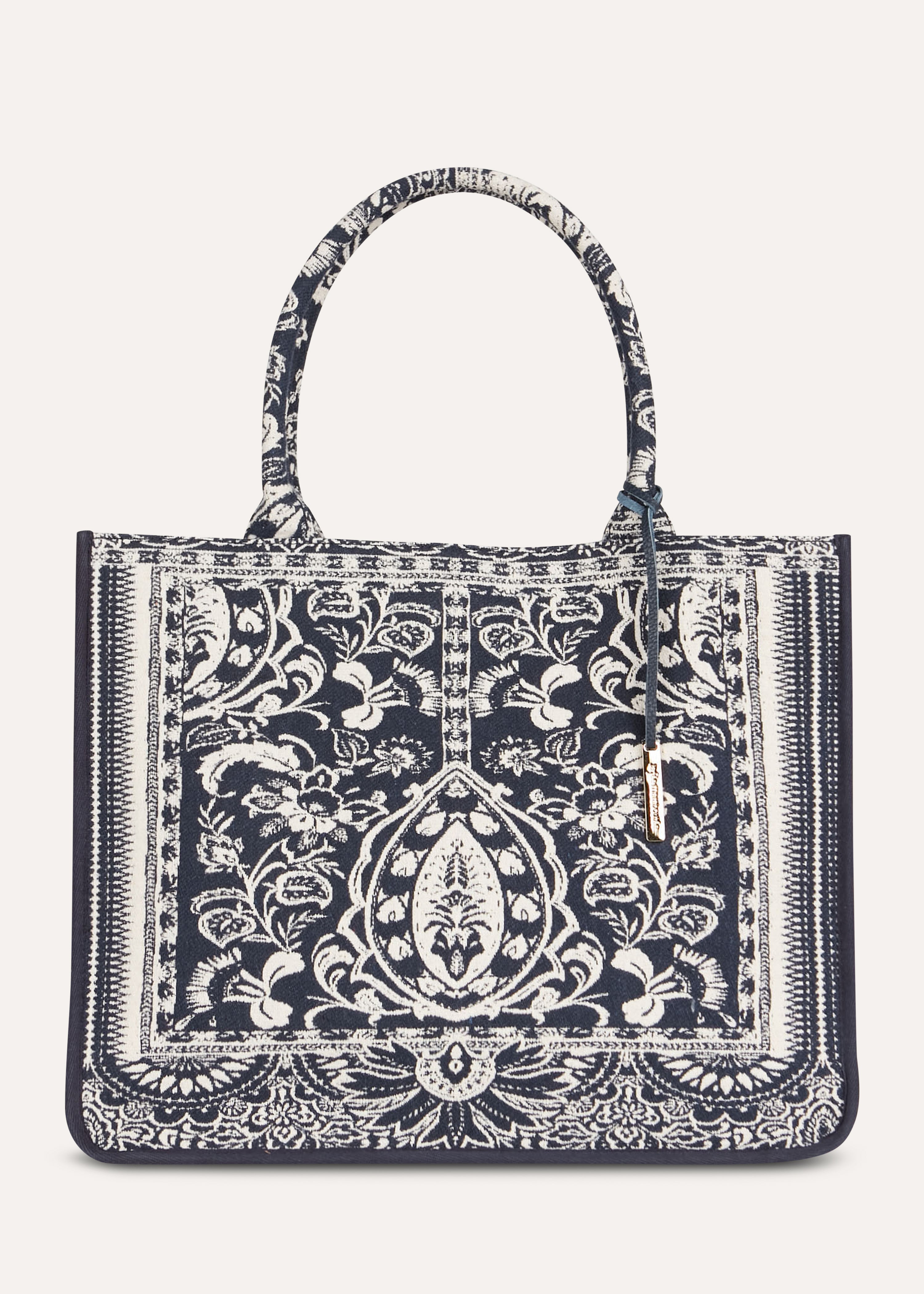 Saco tote azul-marinho em jacquard