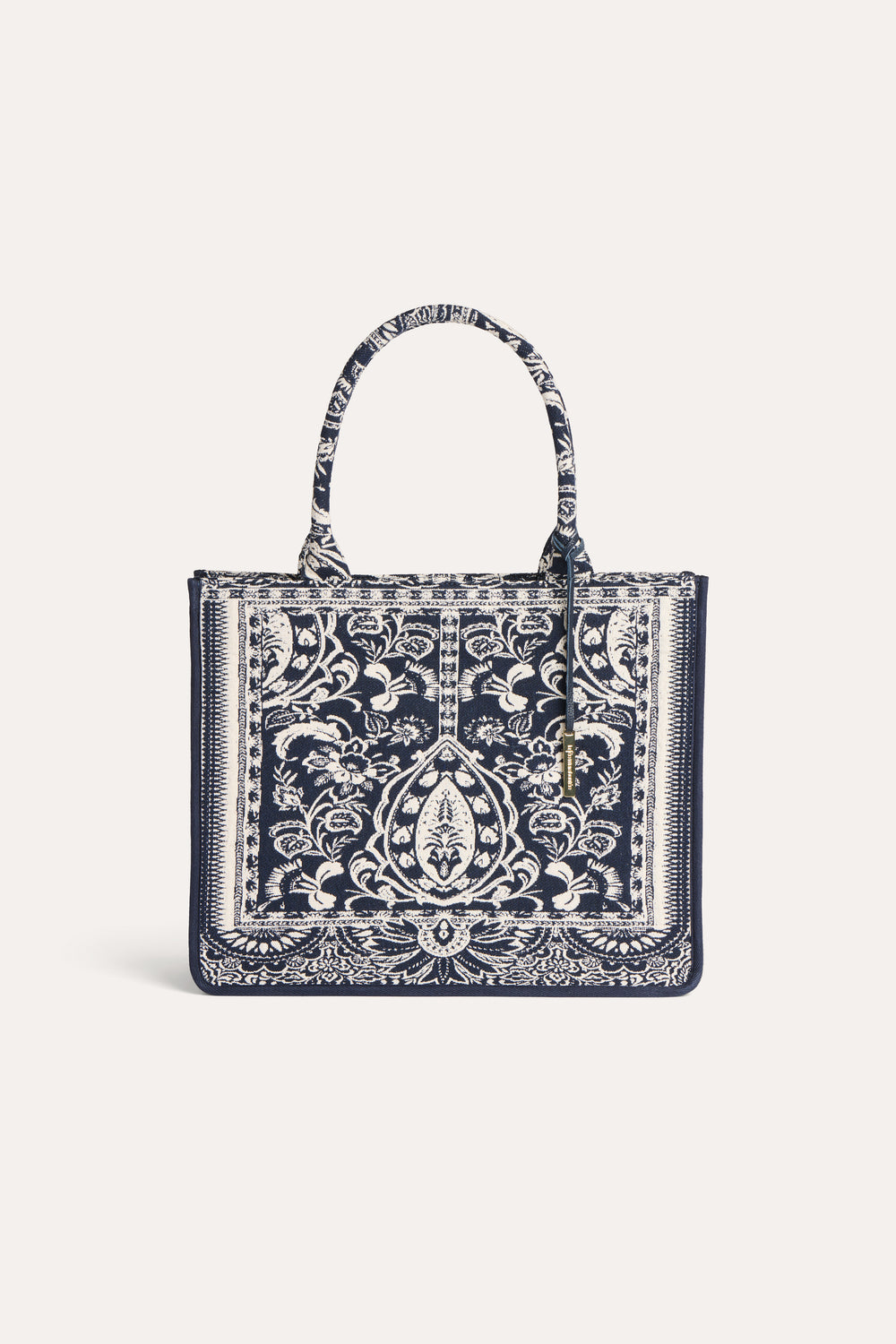 Saco tote azul-marinho em jacquard