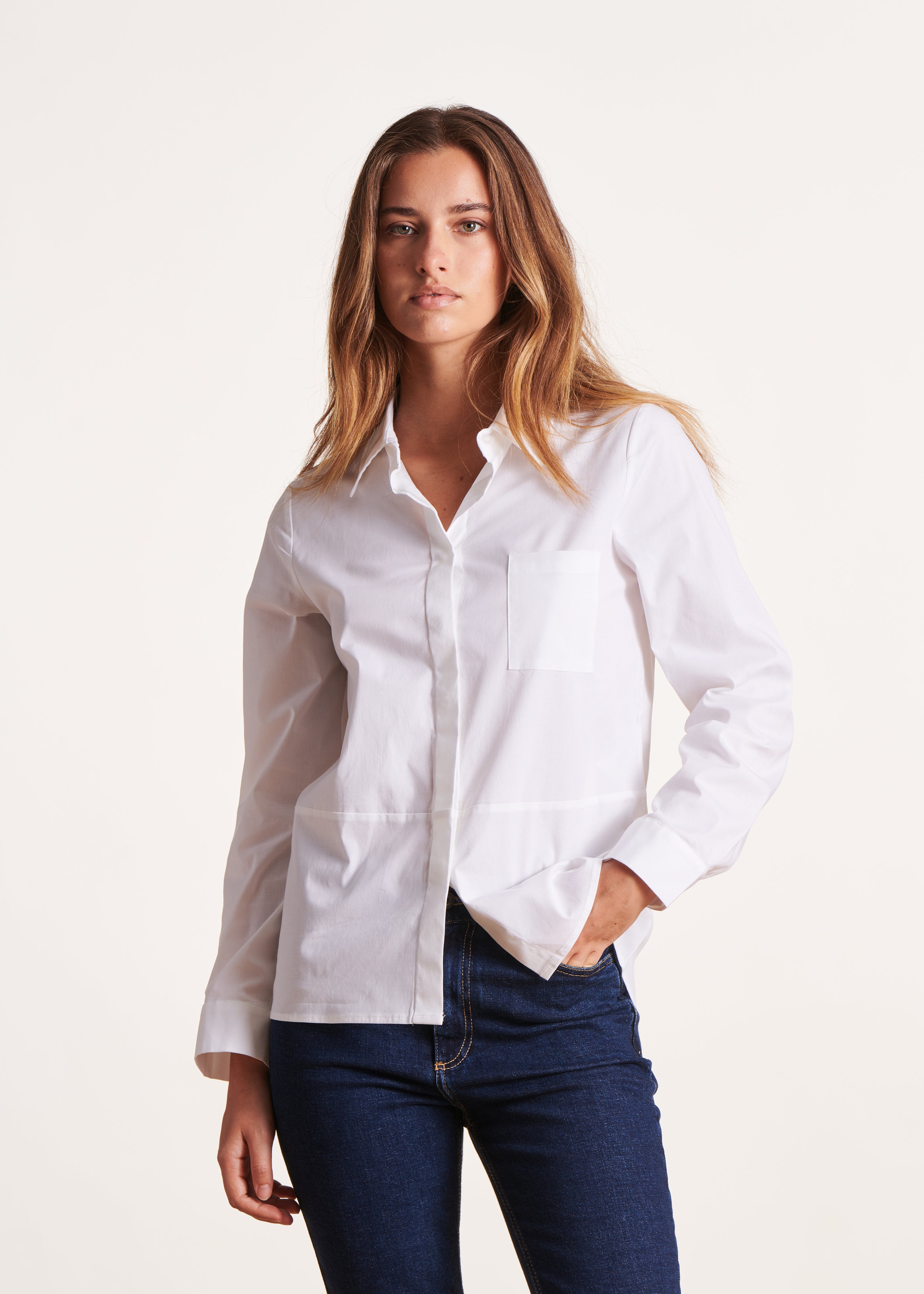 Chemise blanche en popeline de coton