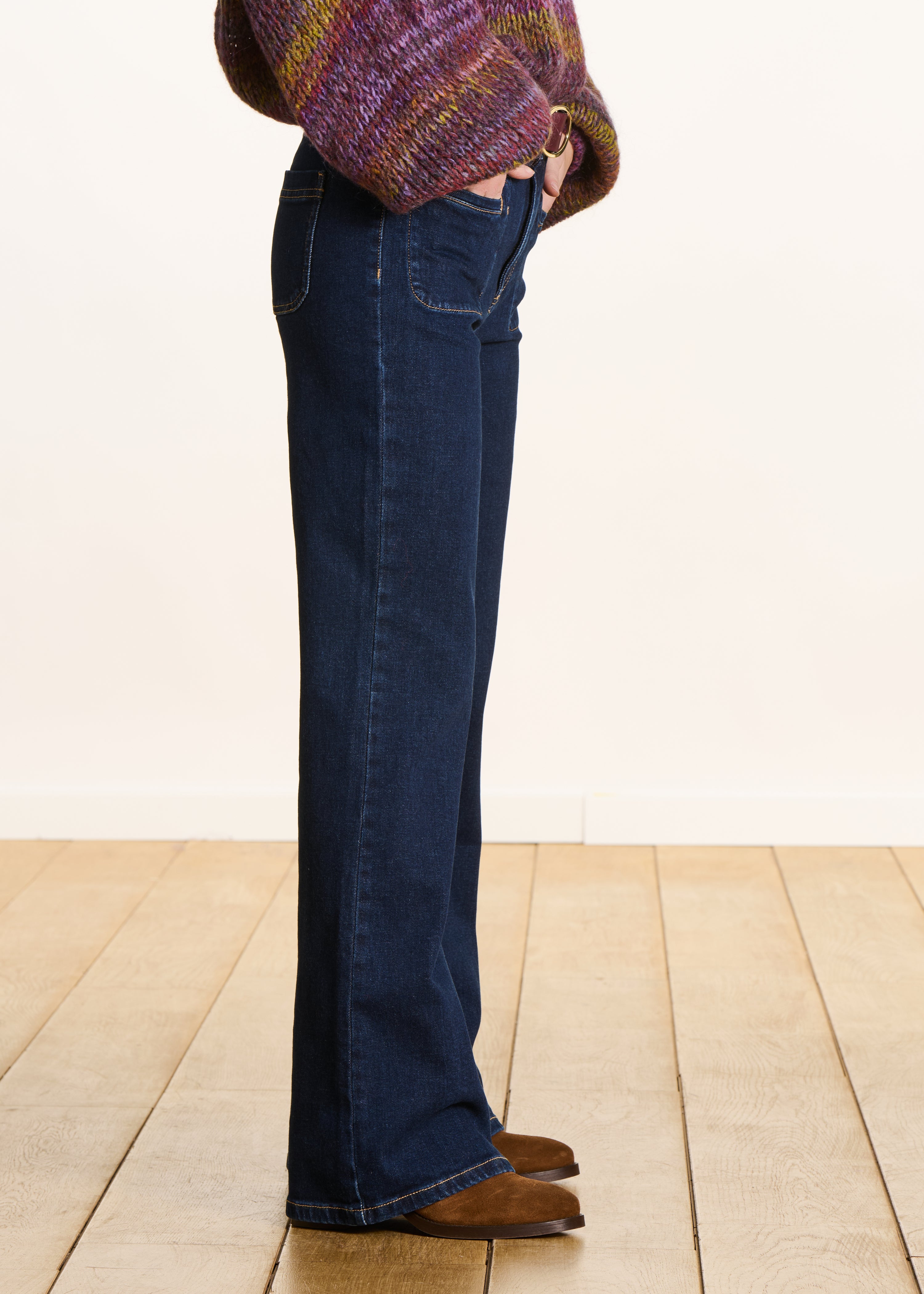  Vaqueros corte bootcut brut de talle alto en algodón orgánico