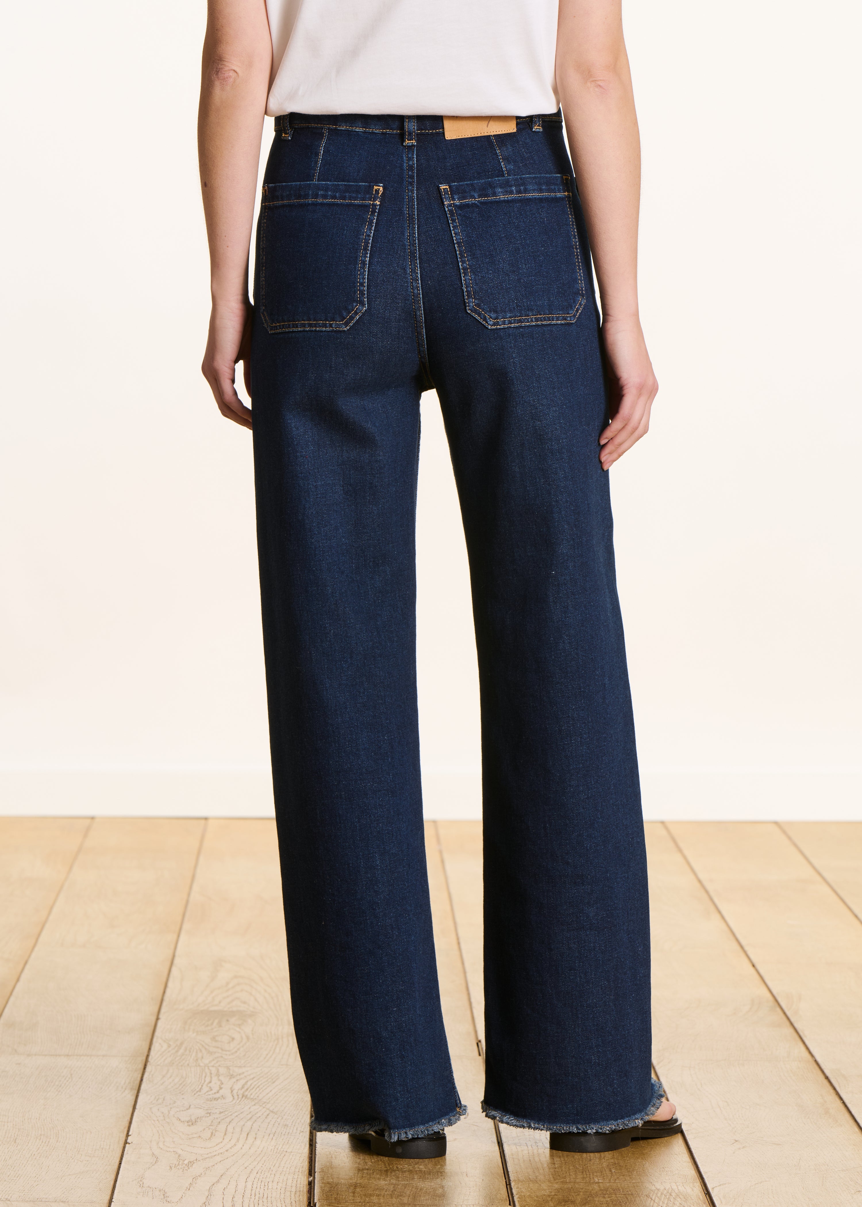 Jean flare brut taille haute en coton biologique