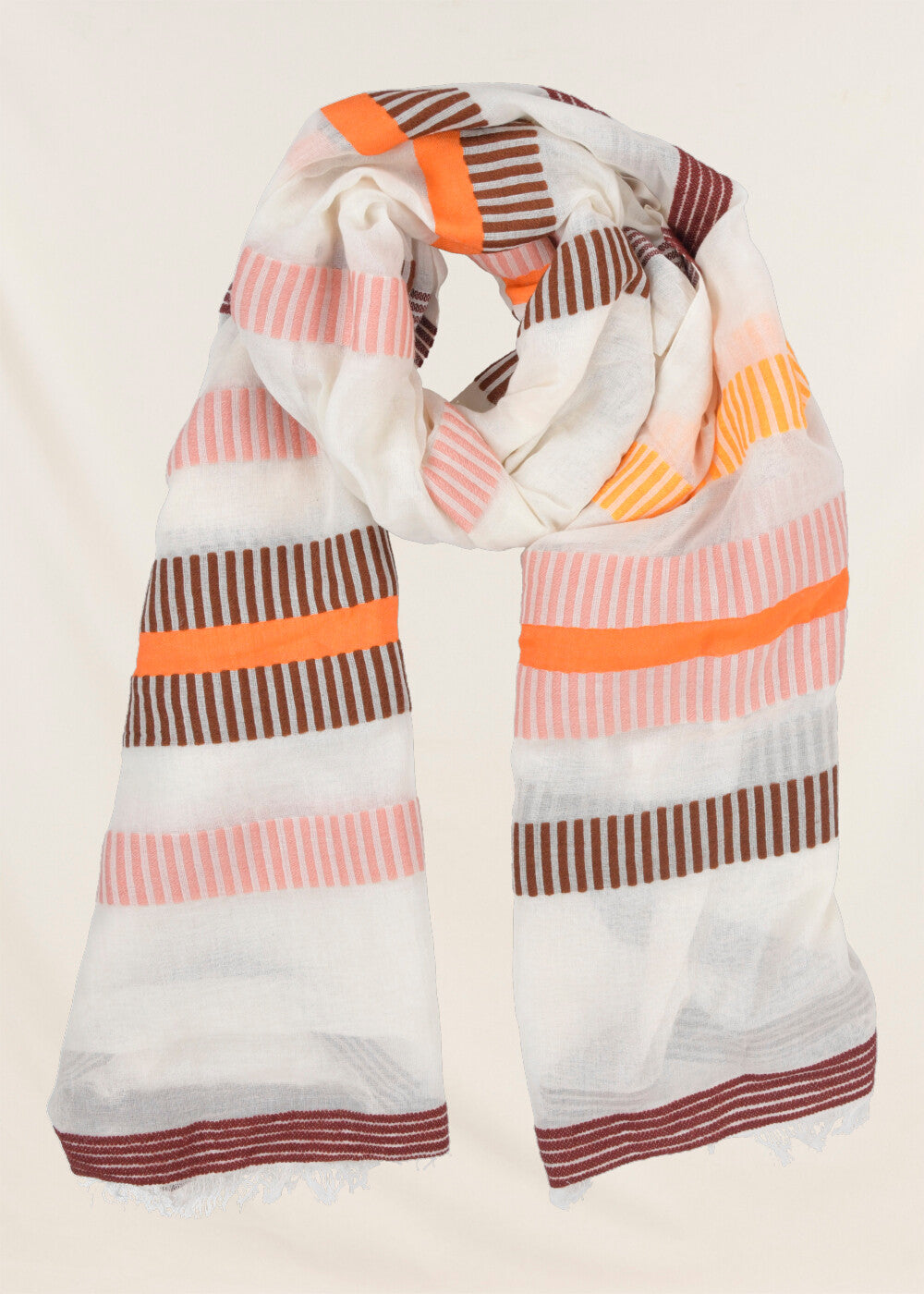 Foulard larges rayures orange
