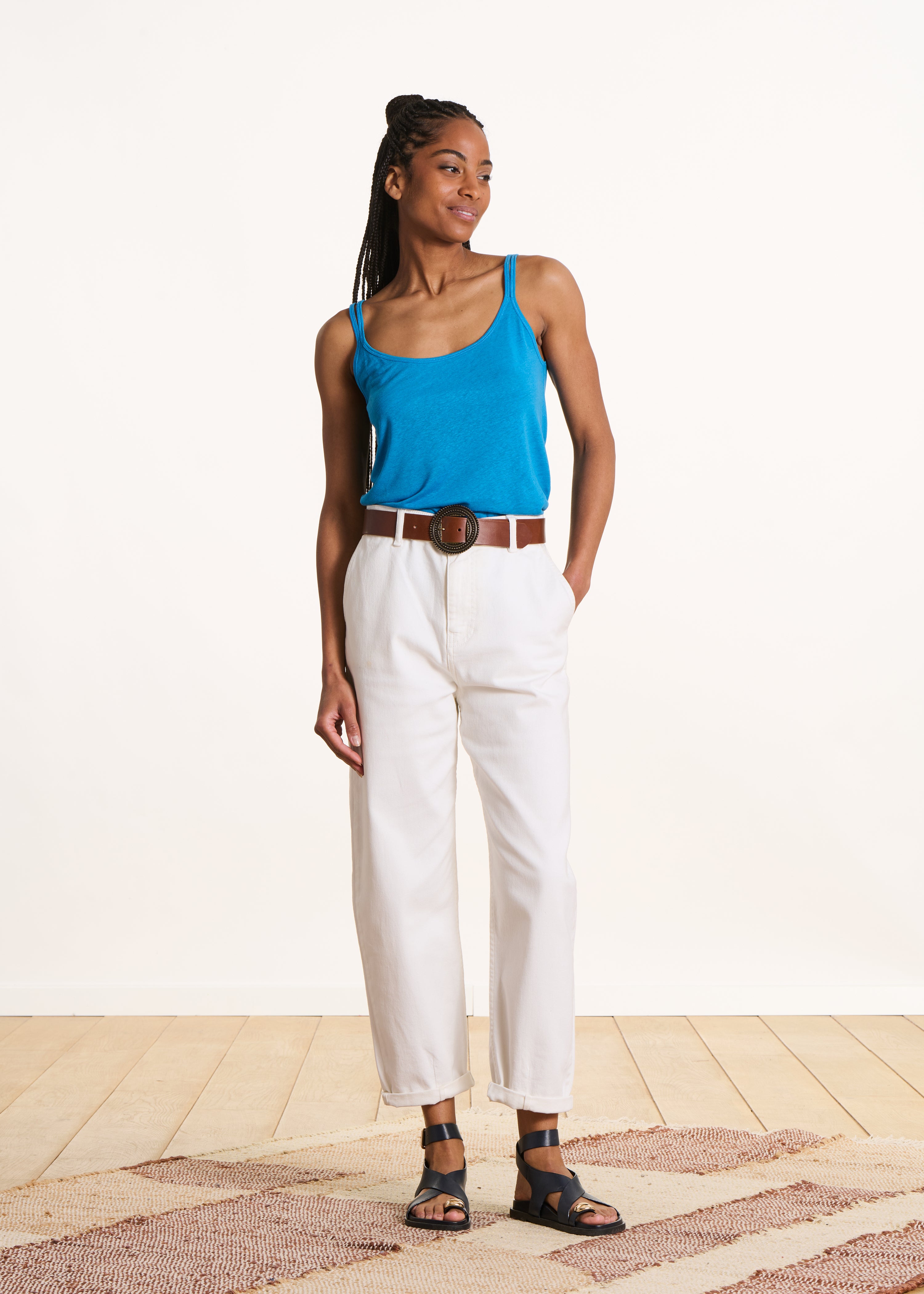 White organic cotton boyfriend jeans