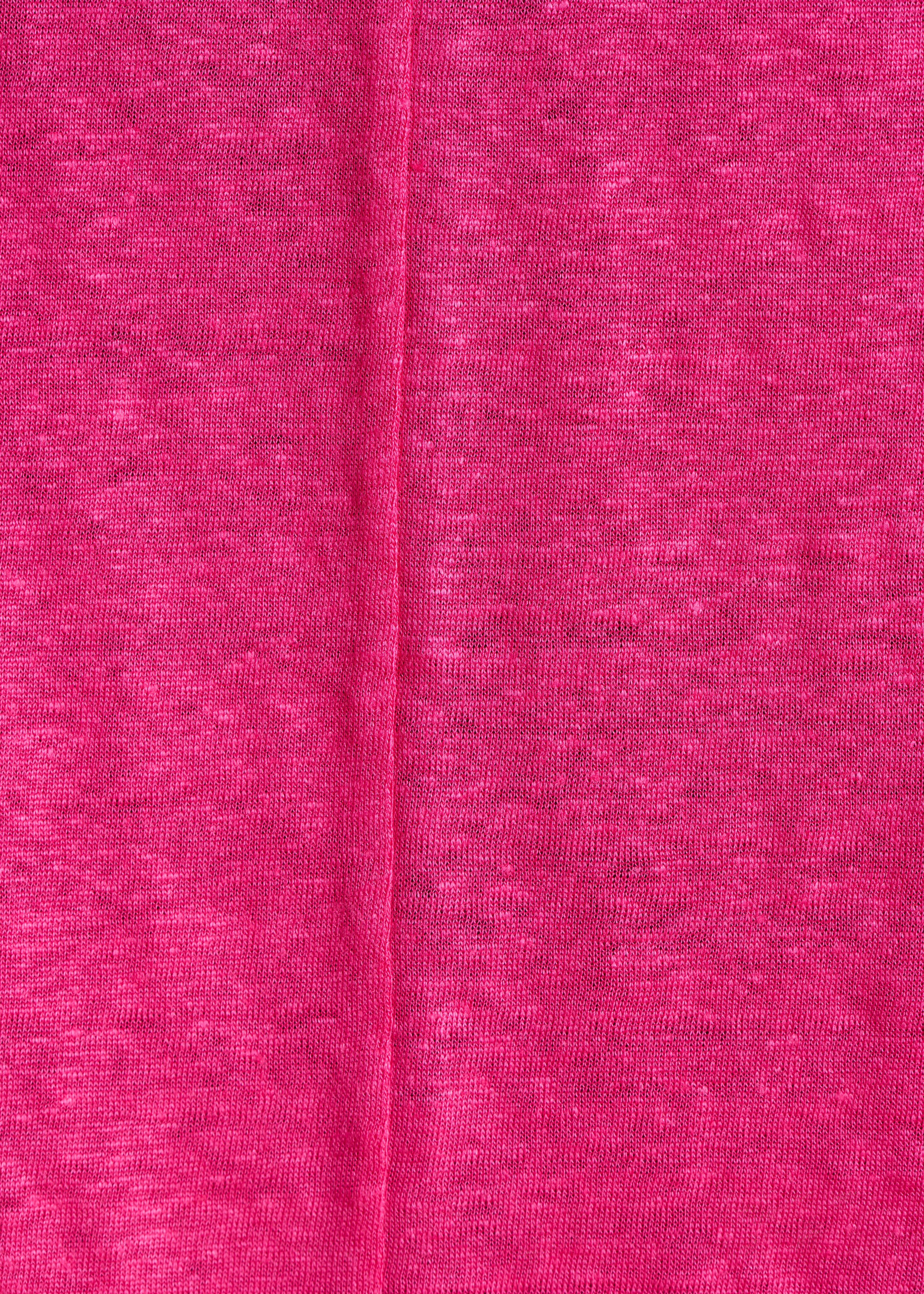 Gerades T-Shirt aus Leinenjersey in Fuchsienrosa