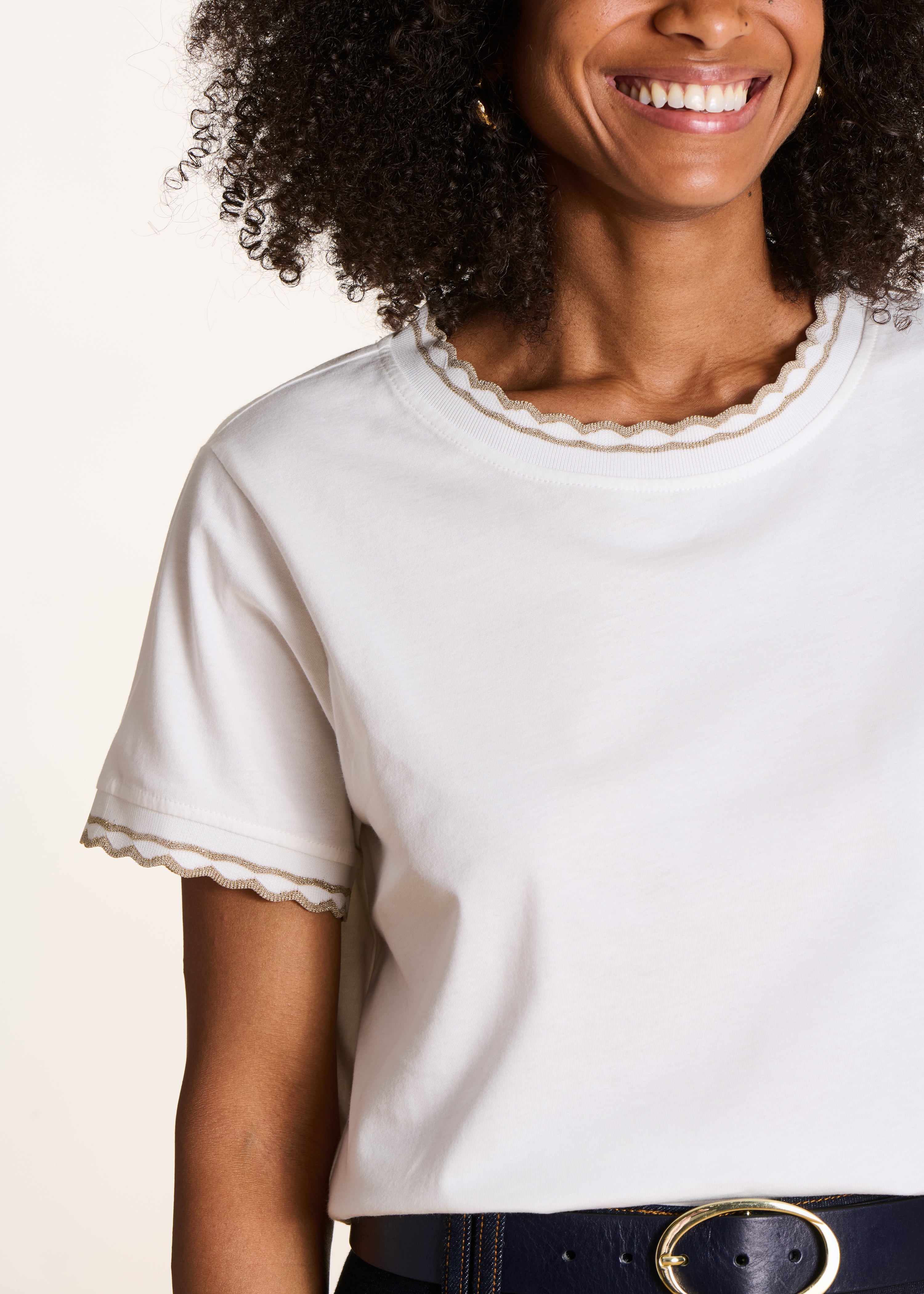Ecru organic cotton short sleeve T-shirt