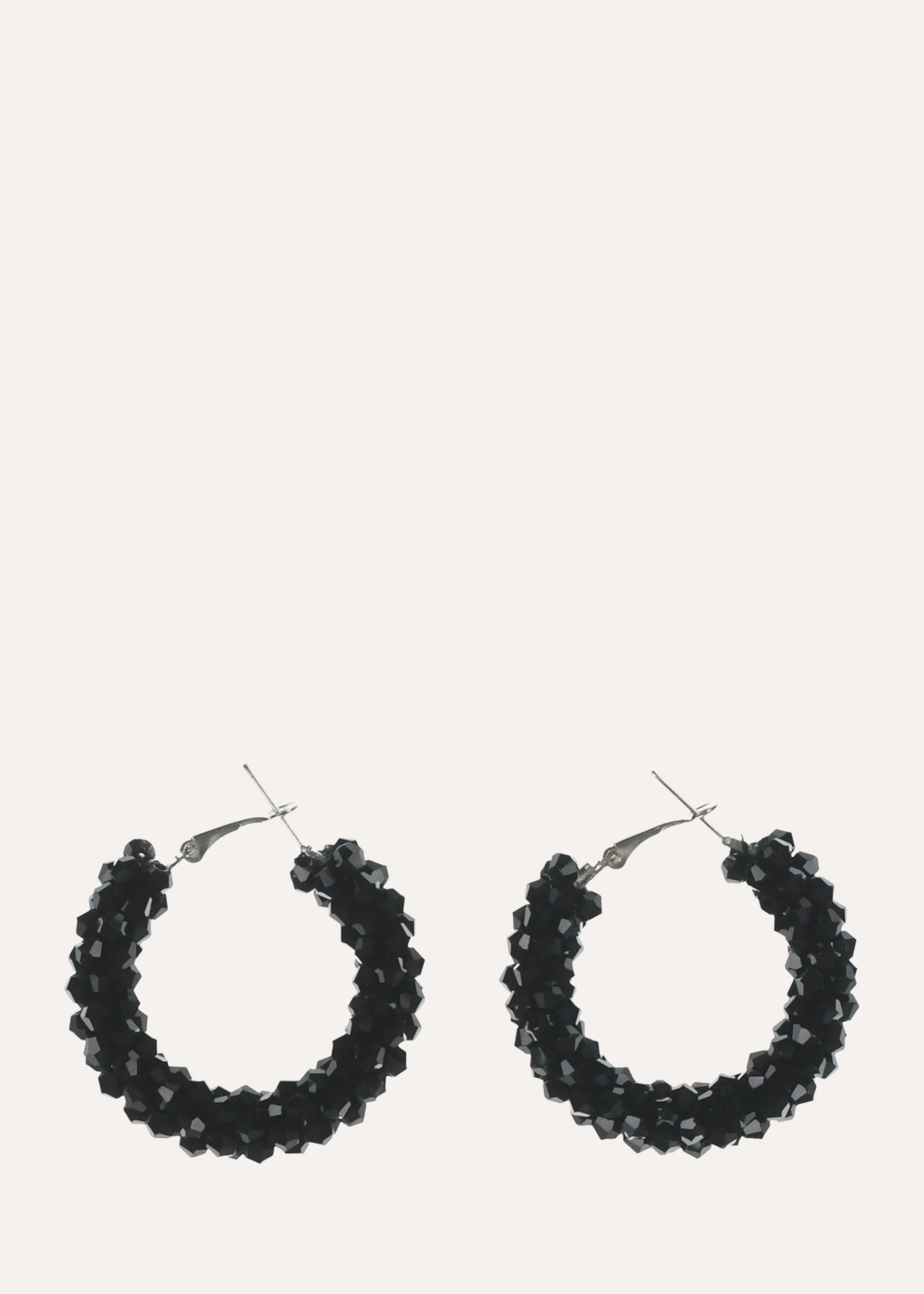 Black pearl hoop earrings