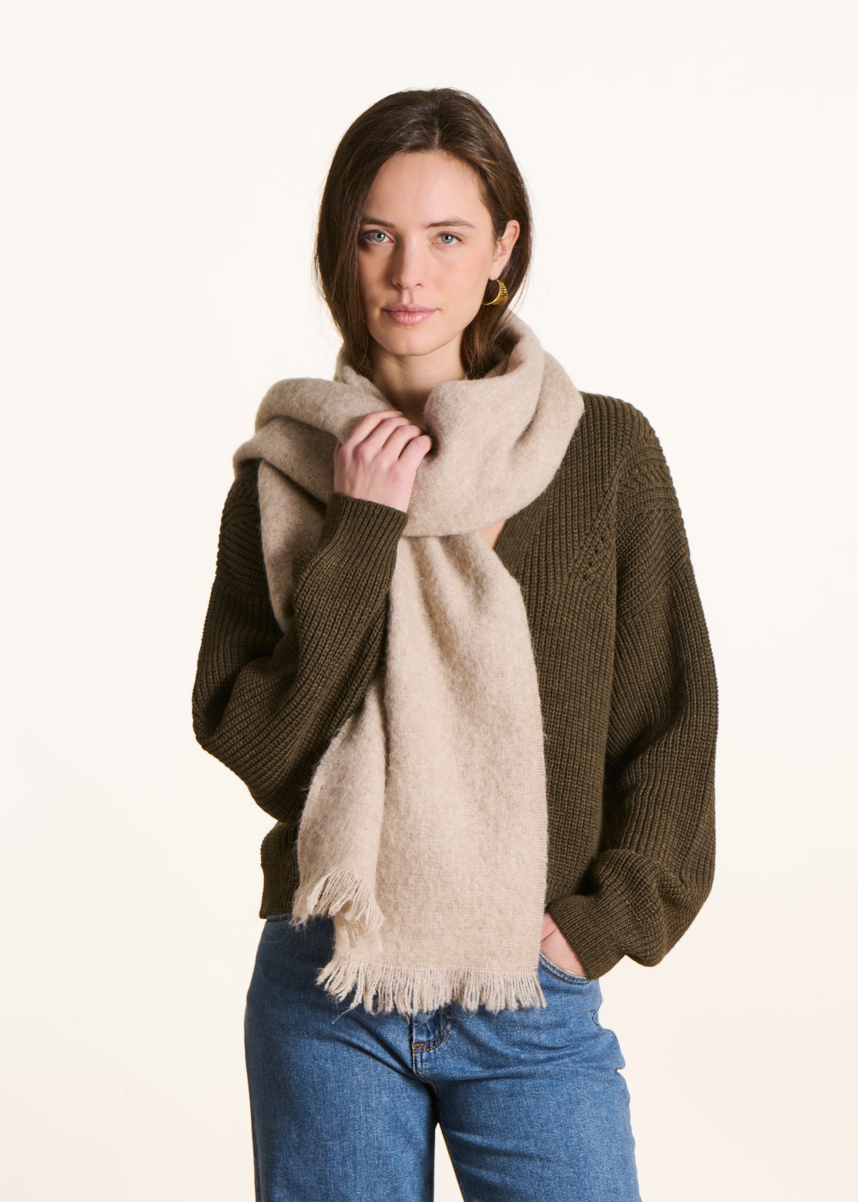 Écharpe unie beige