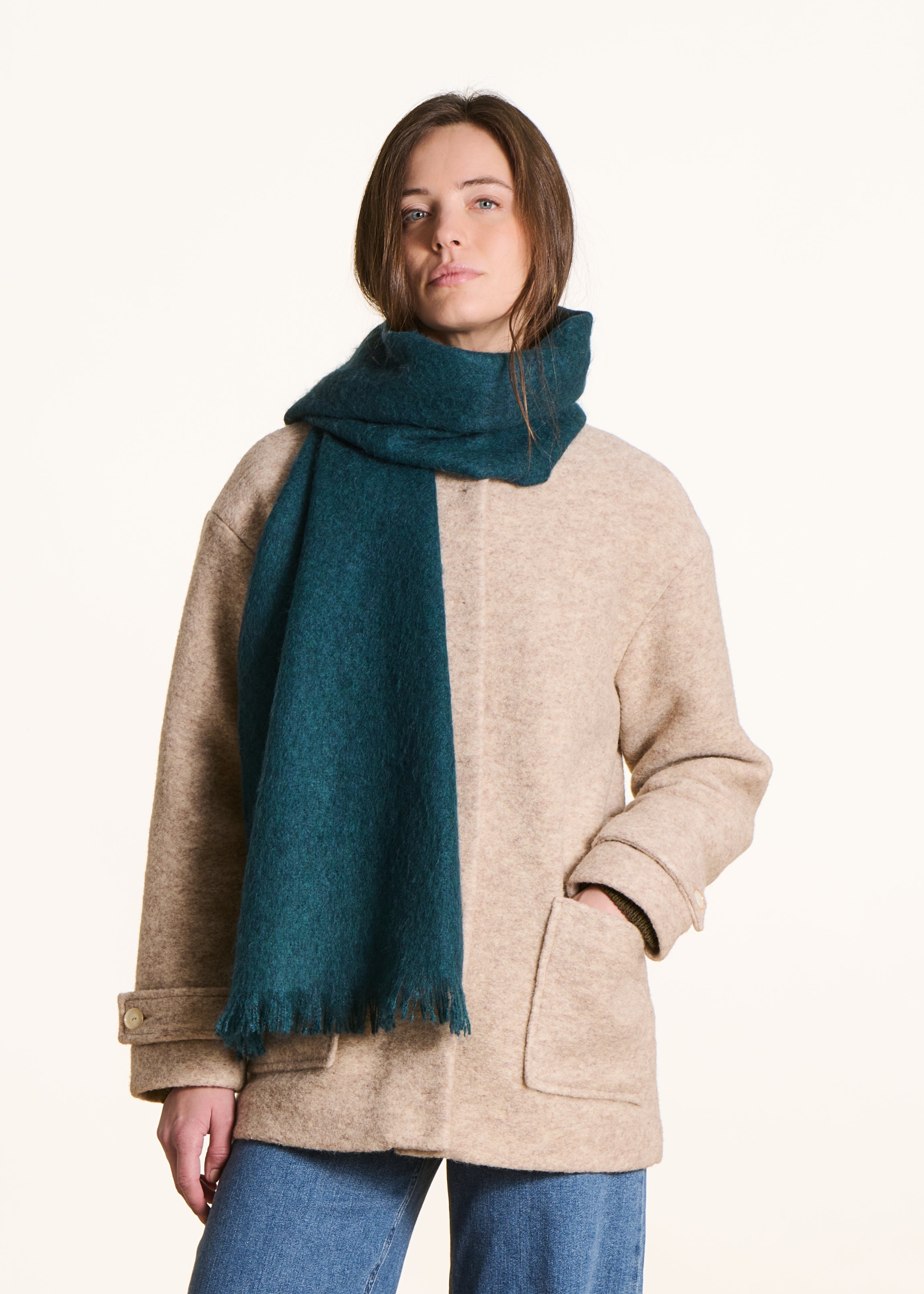 Plain petrol blue scarf