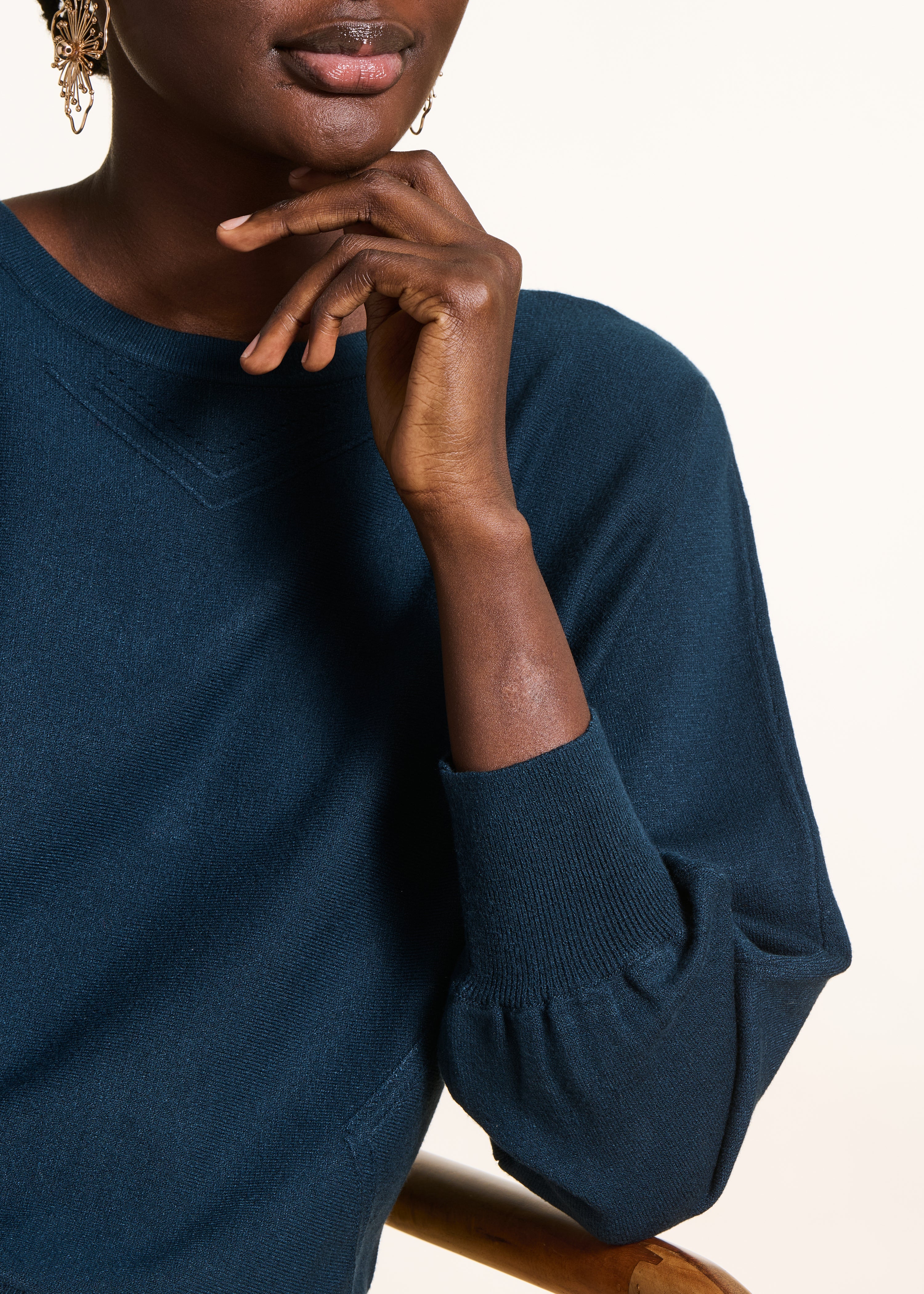 Petrol blue fine knit sweater