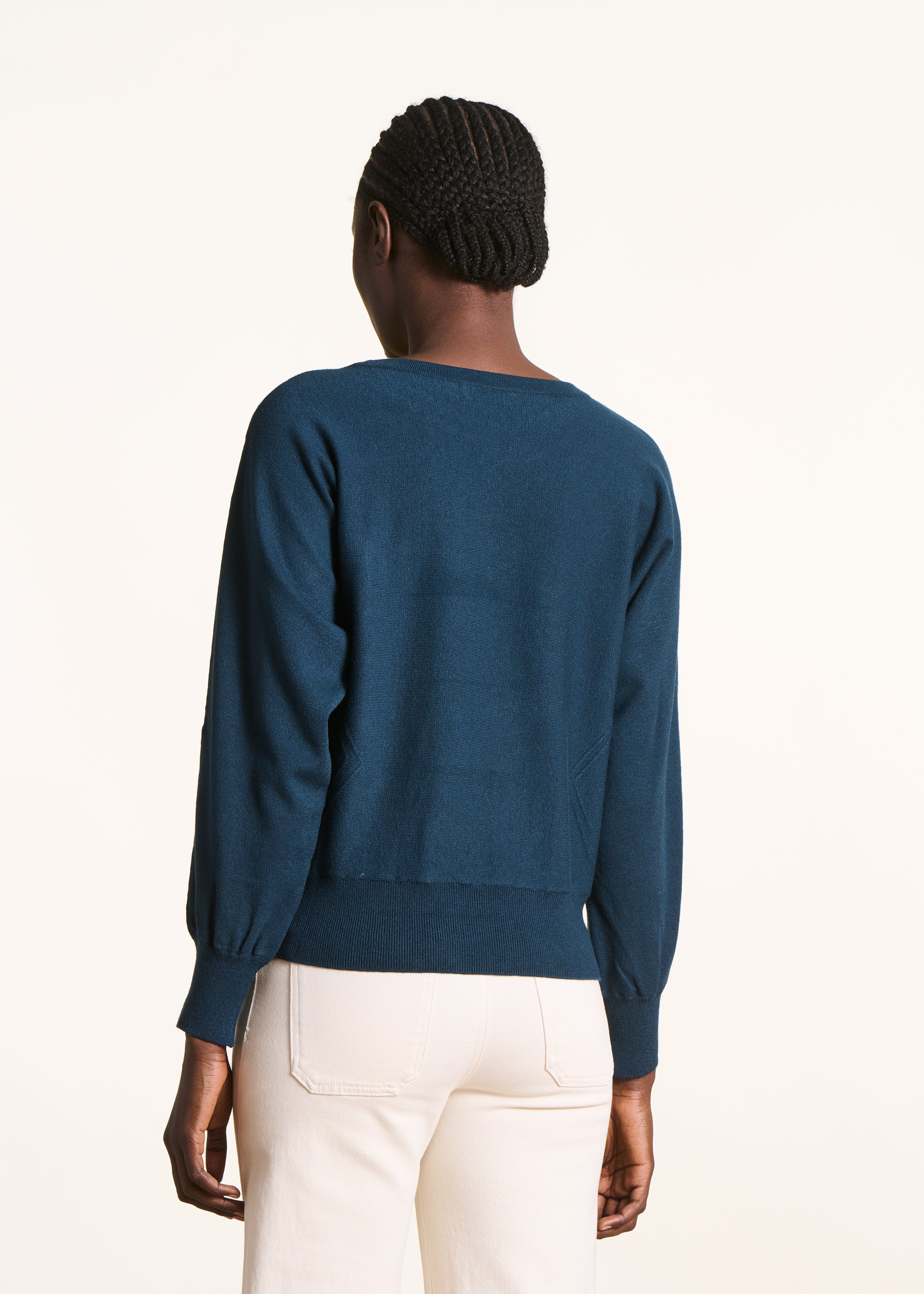Petrol blue fine knit sweater